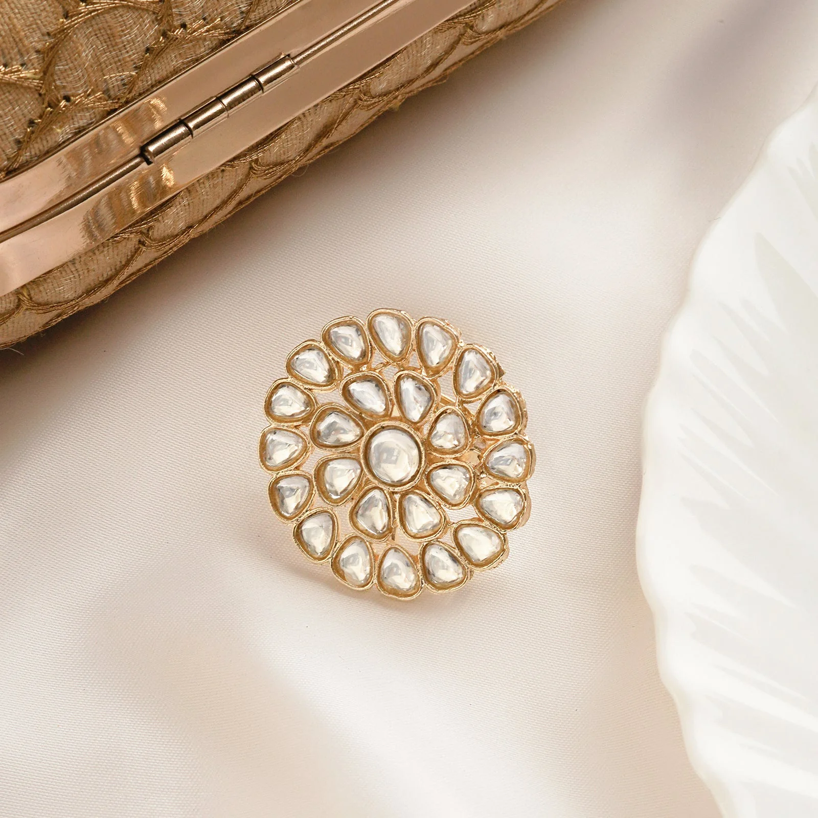 Teejh Raagini Pearl and Polki Ring - Image 2