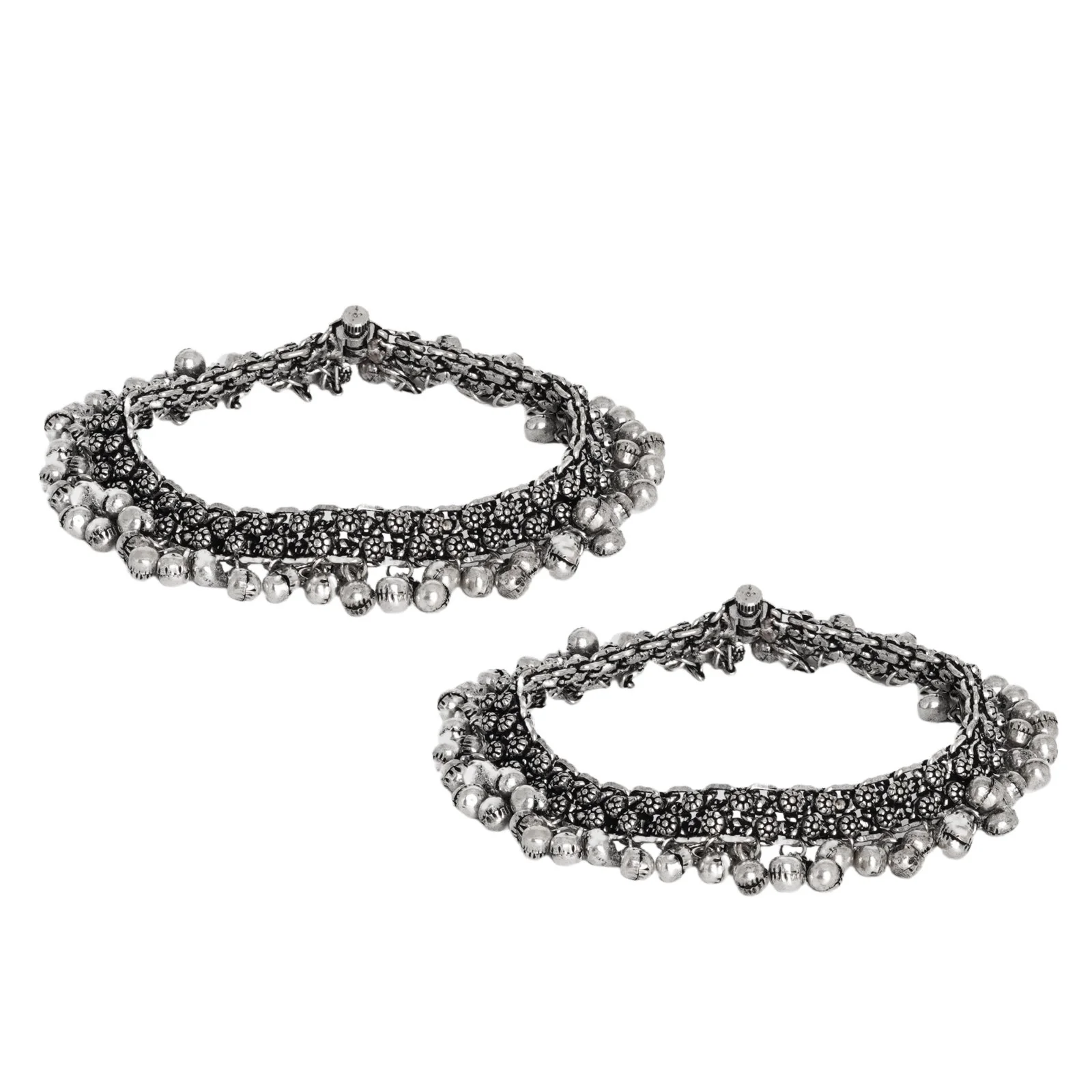 Teejh Raashika Silver oxidised Anklets - Image 2