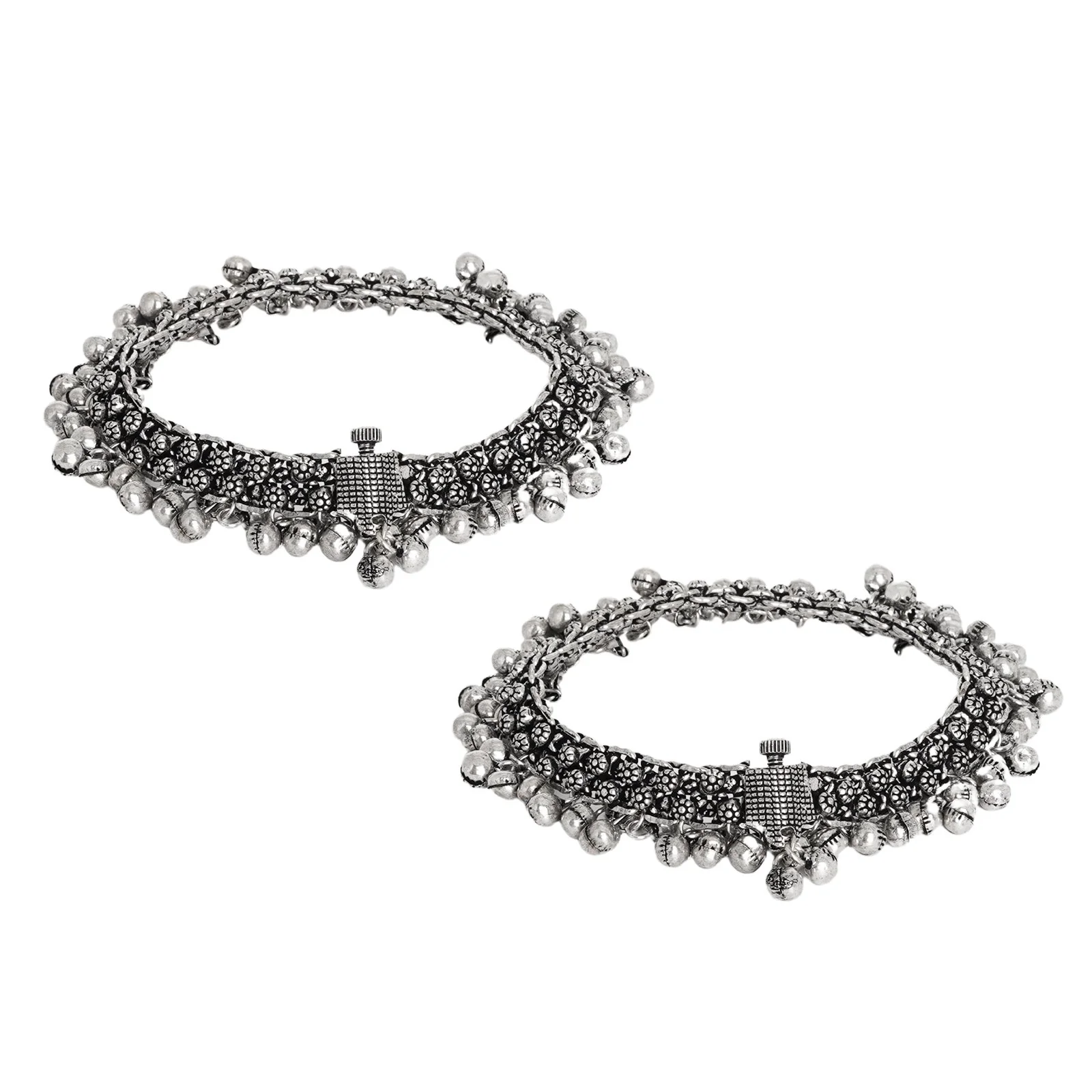 Teejh Raashika Silver oxidised Anklets - Image 4