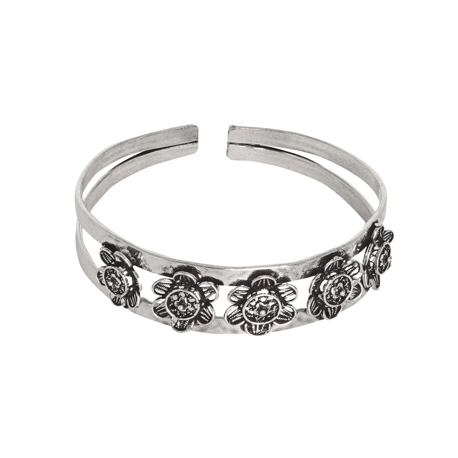 Teejh Raavee Silver Oxidised Bracelet Cuff - Image 3