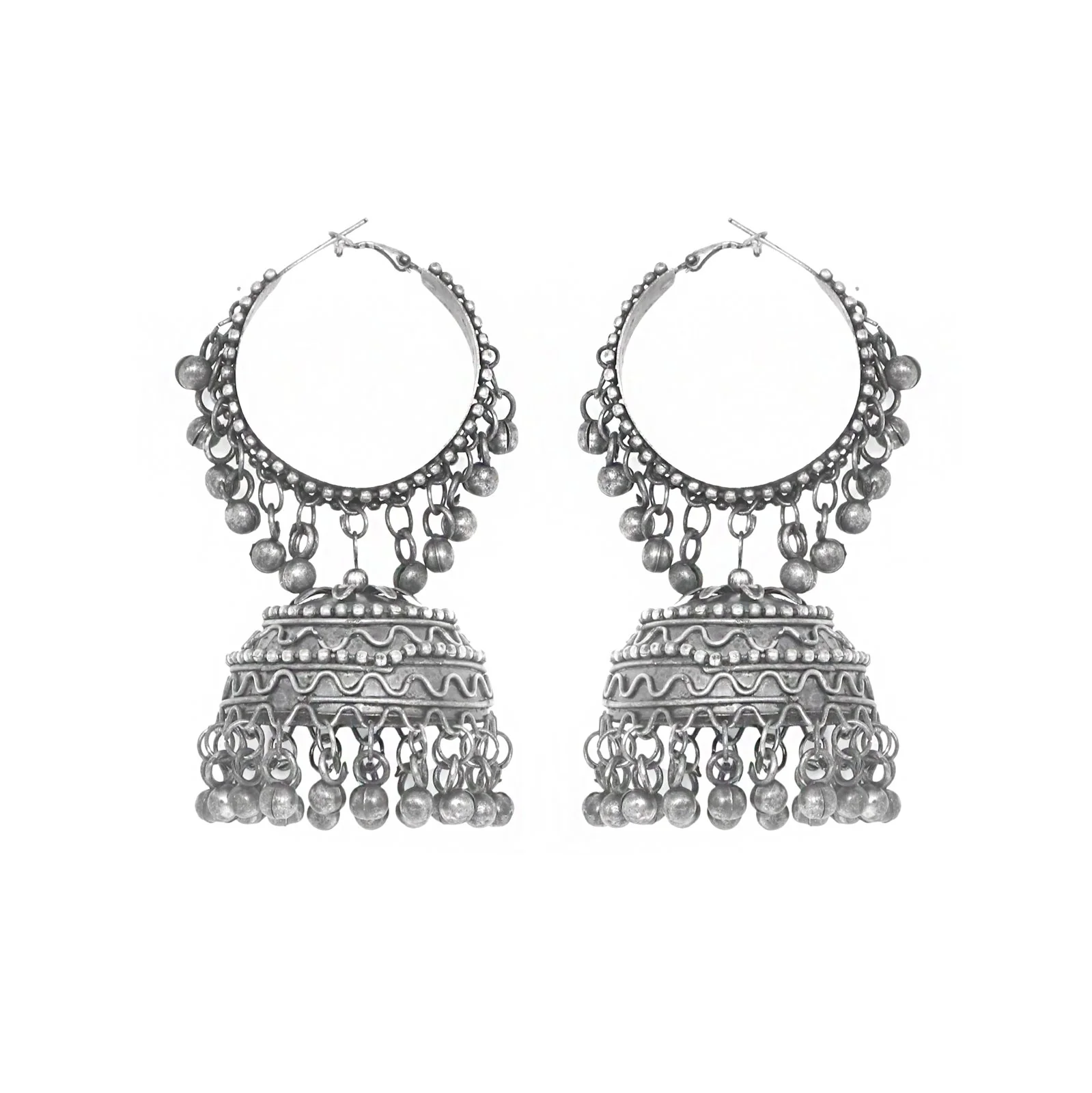 Teejh Rabya Silver Oxidised Jhumkis - Image 3