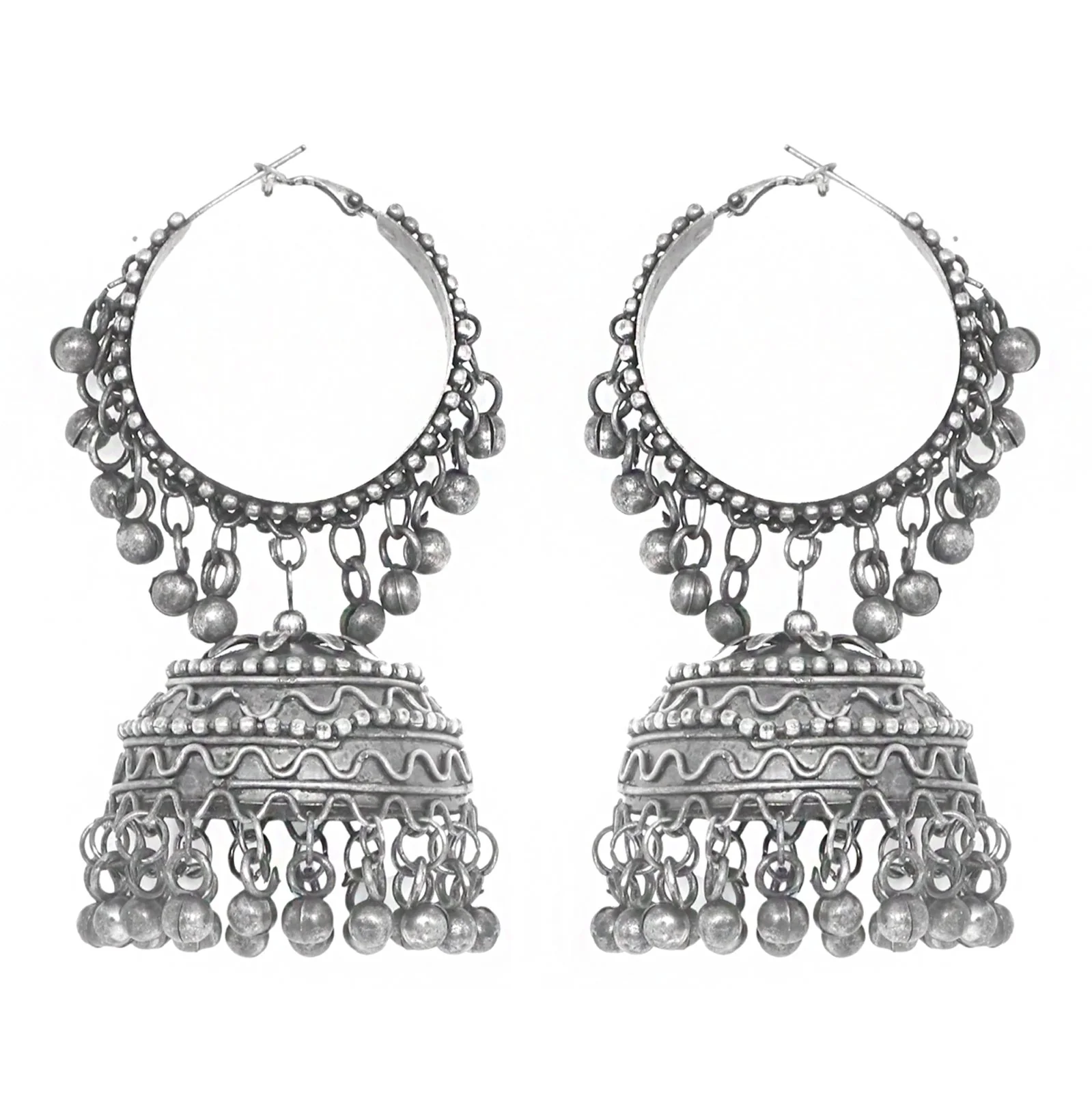 Teejh Rabya Silver Oxidised Jhumkis - Image 4
