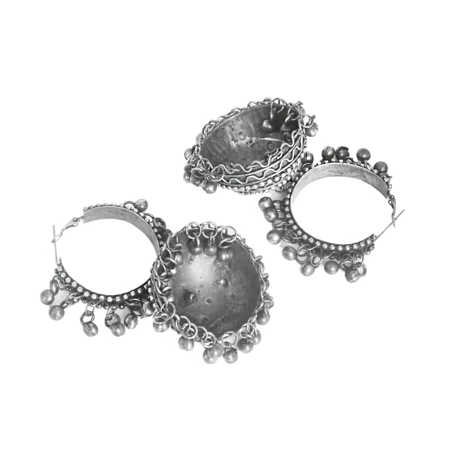 Teejh Rabya Silver Oxidised Jhumkis - Image 5