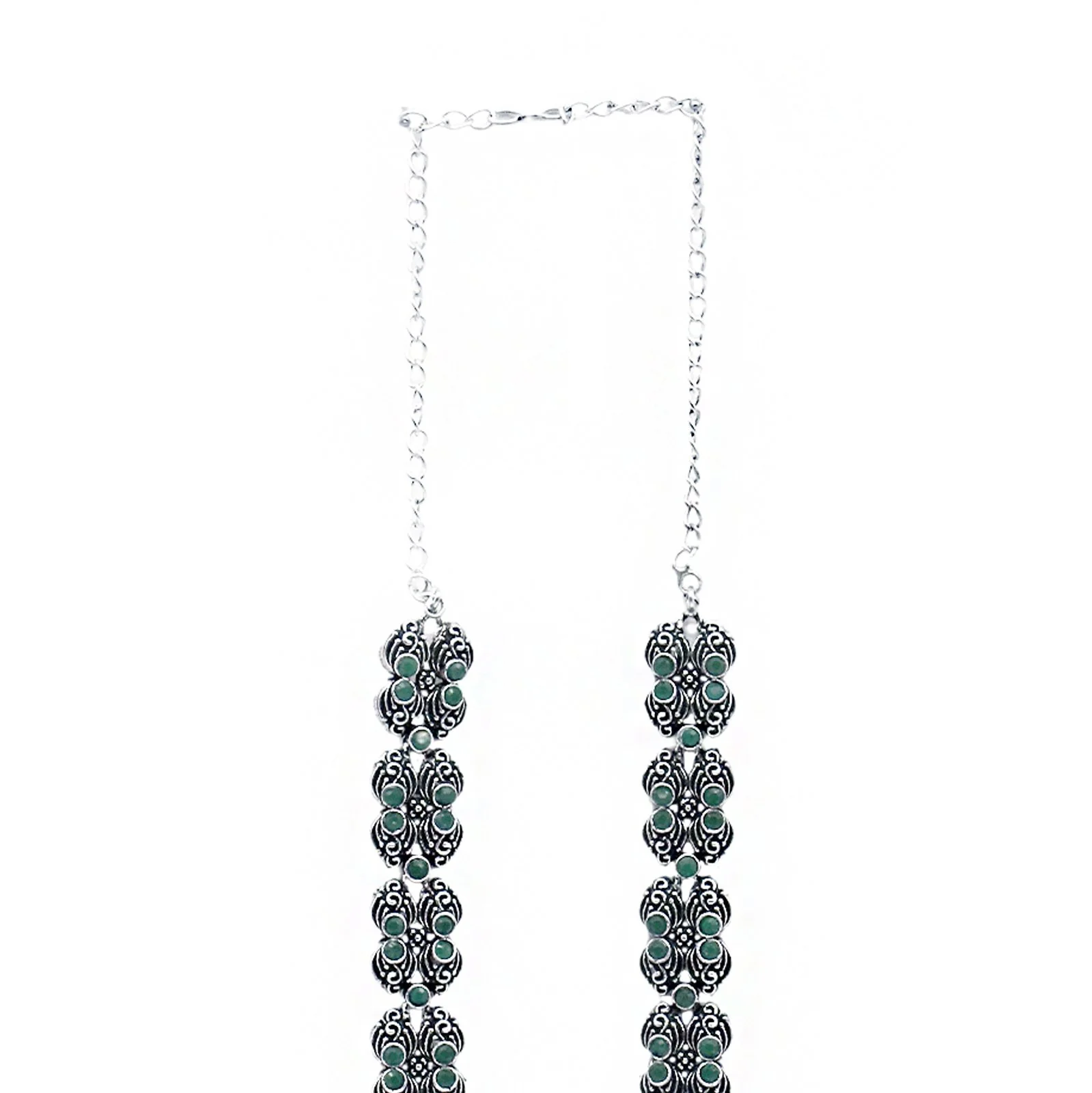 Teejh Rachita Green Stone Temple Work Necklace Set - Image 6