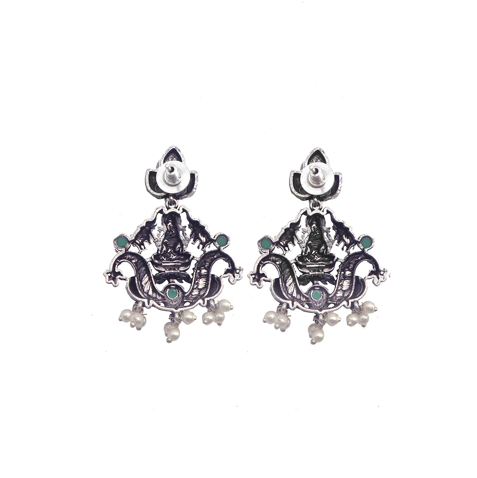 Teejh Rachita Green Stone Temple Work Necklace Set - Image 9