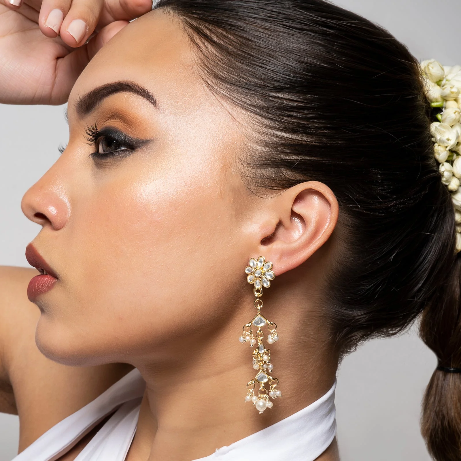 Teejh Radhika Pearl and Polki Earring - Image 3
