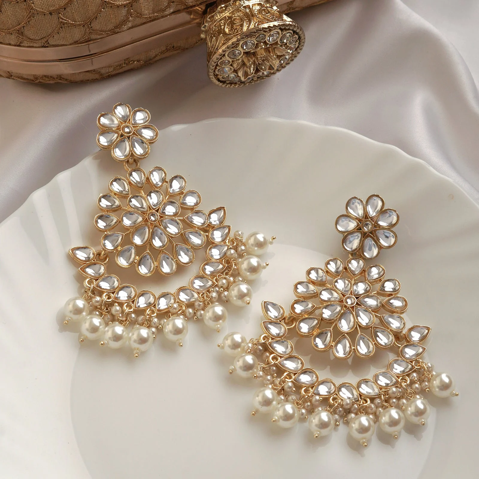 Teejh Raima Pearl and Polki Earring - Image 2