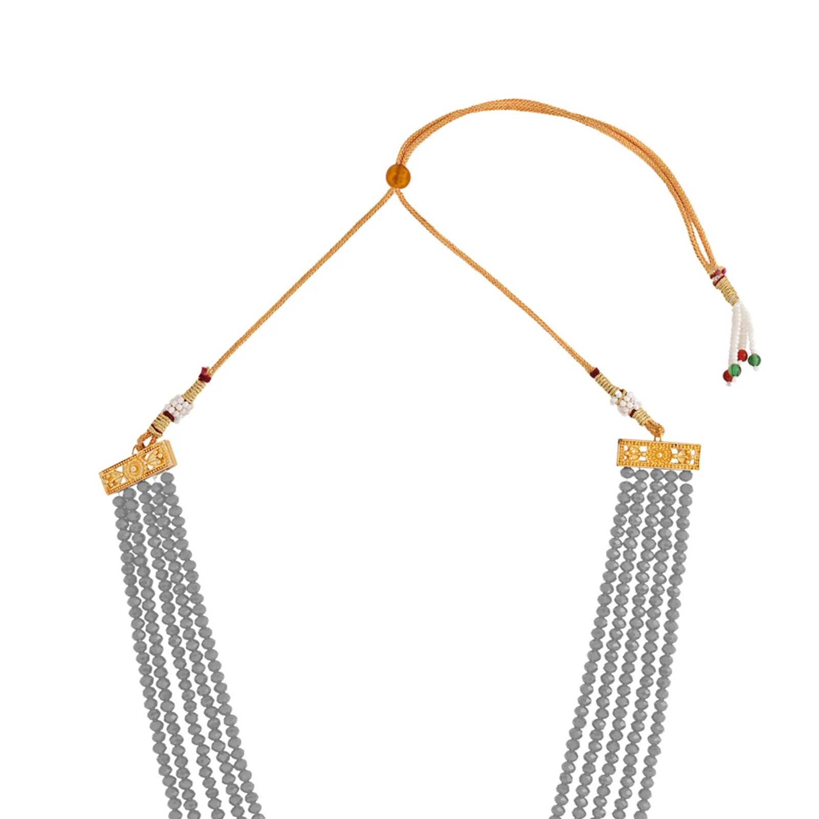 Teejh Ranihaar Light Grey Beads And Stone Necklace Set - Image 4