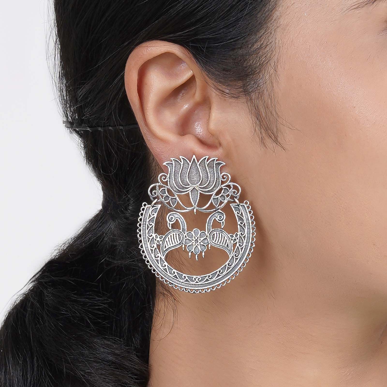 Teejh Rasha Silver Oxidised Earring - Image 2