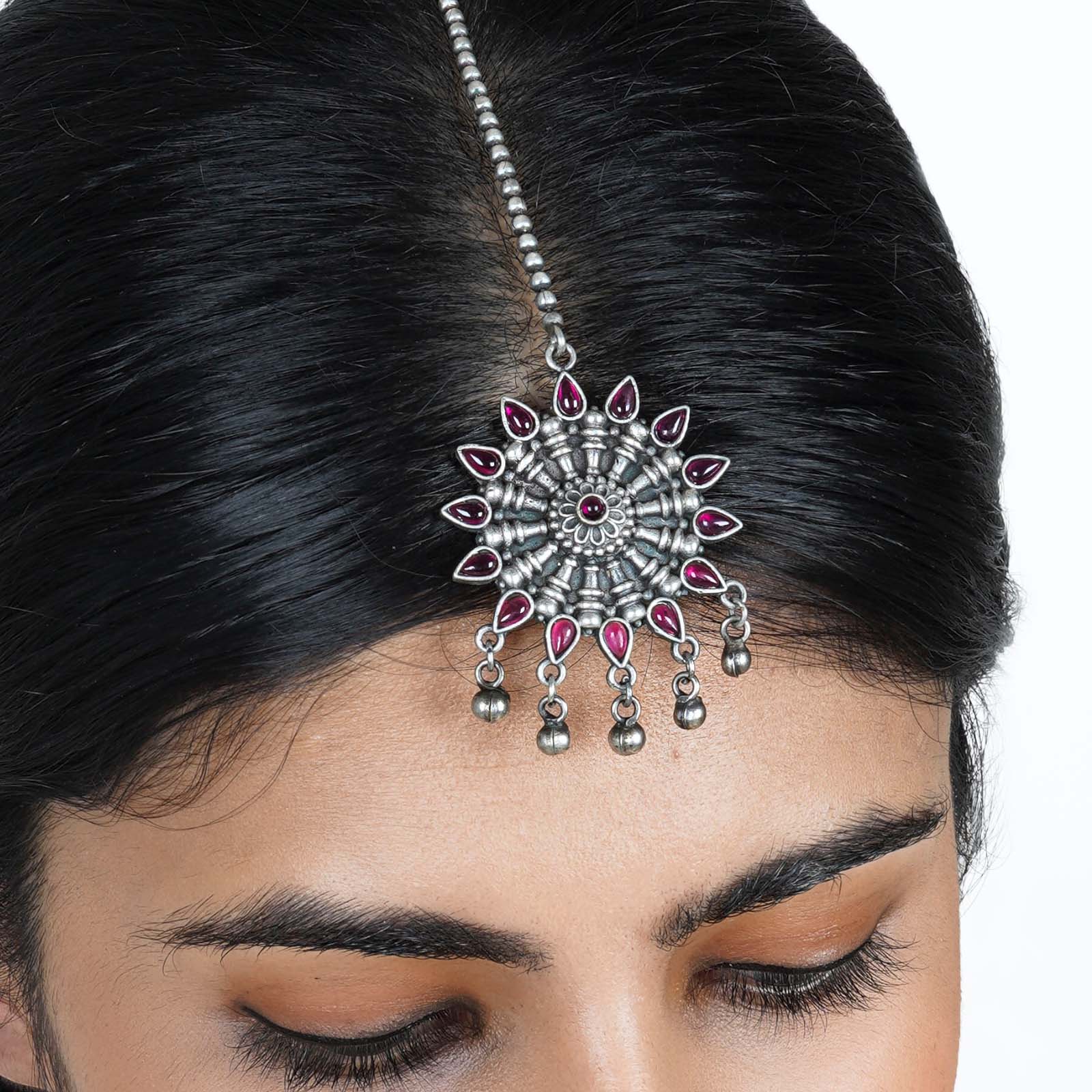 Teejh Rasha Silver Oxidized Maang Tika - Image 2