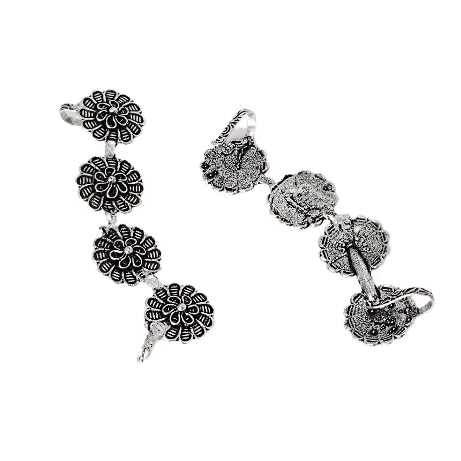 Teejh Rashtri Silver Oxidised Earcuffs - Image 4