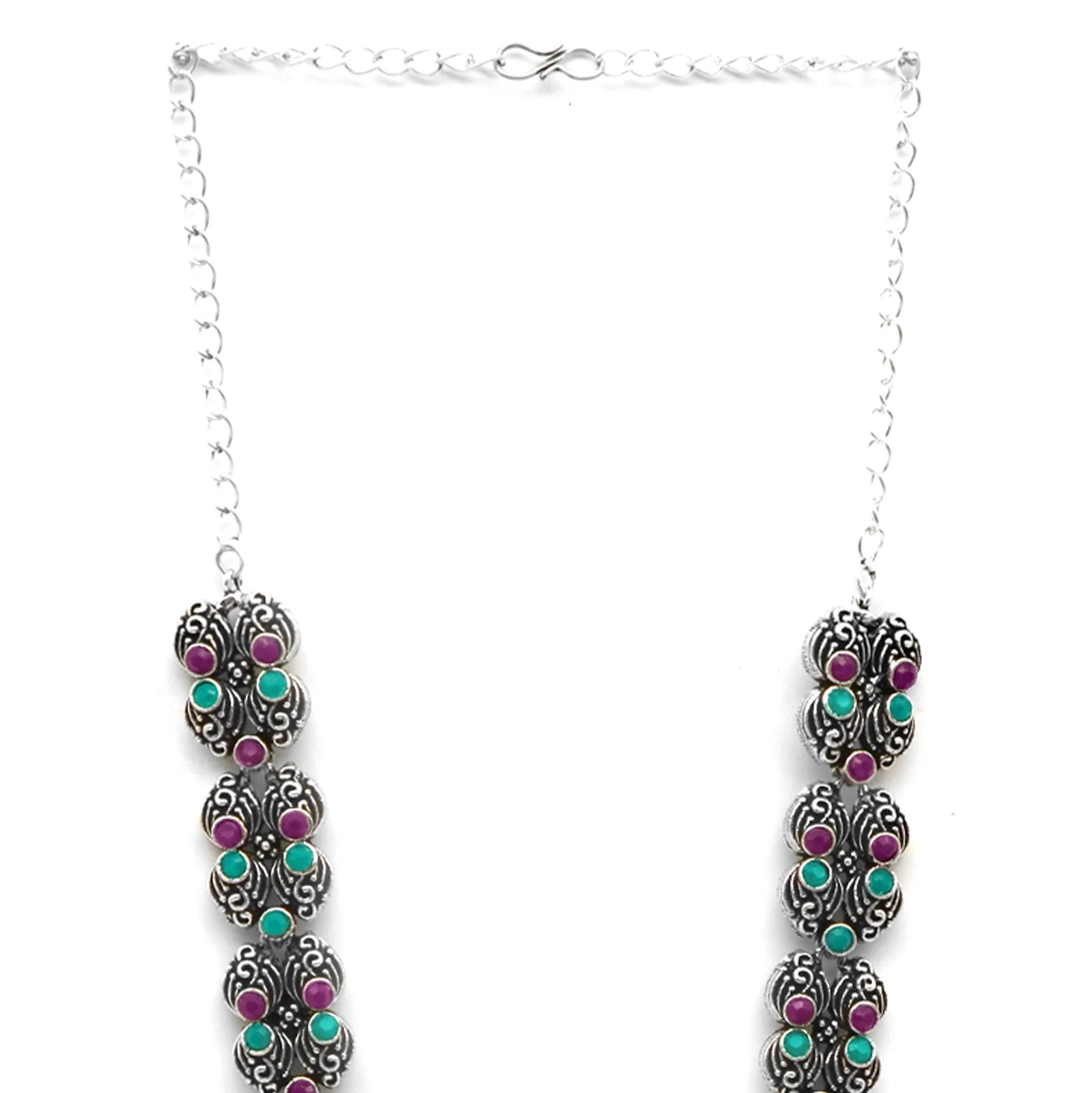 Teejh Ridhi Multi Colored Temple Work Necklace Set - Image 6