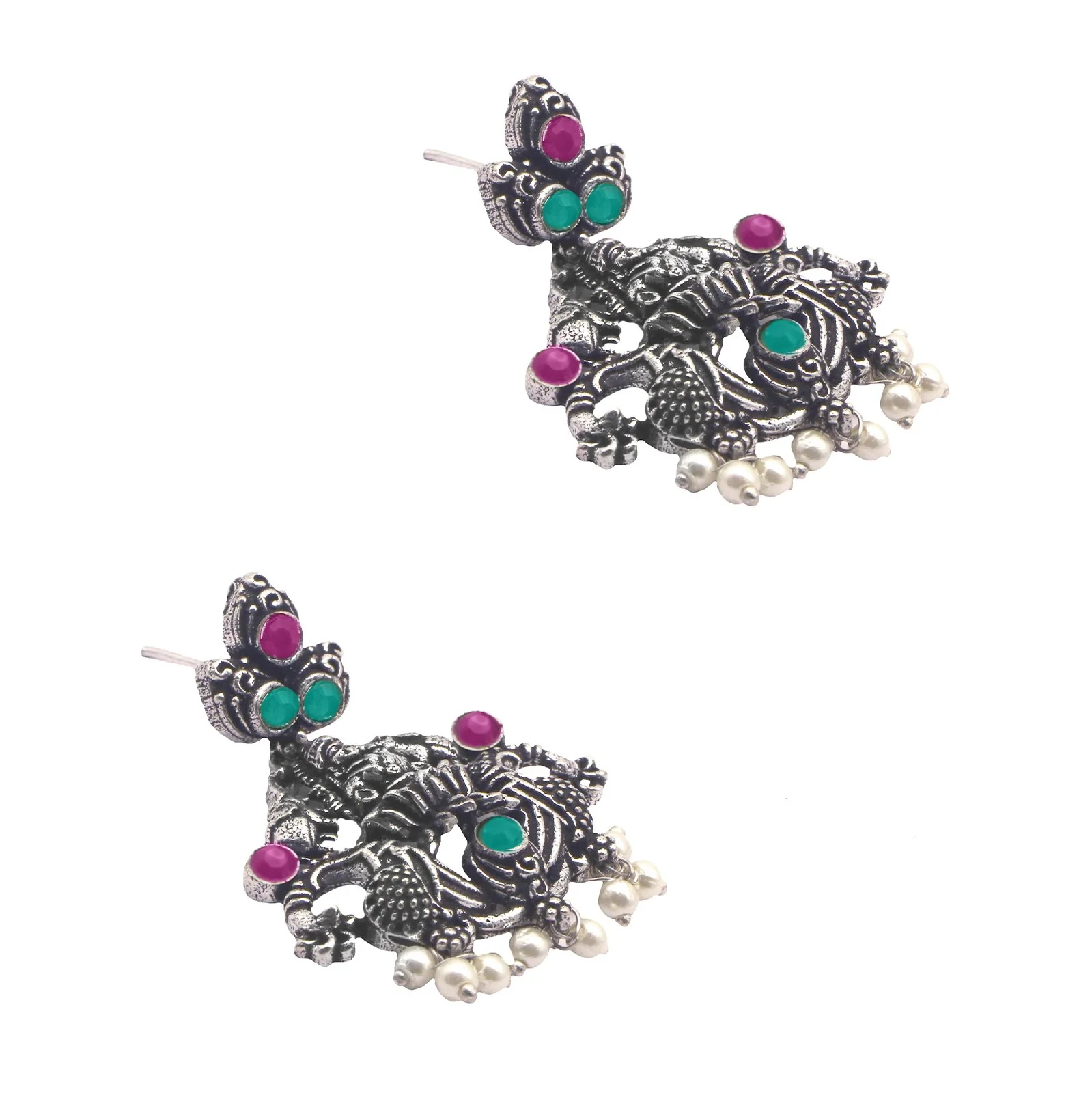 Teejh Ridhi Multi Colored Temple Work Necklace Set - Image 8