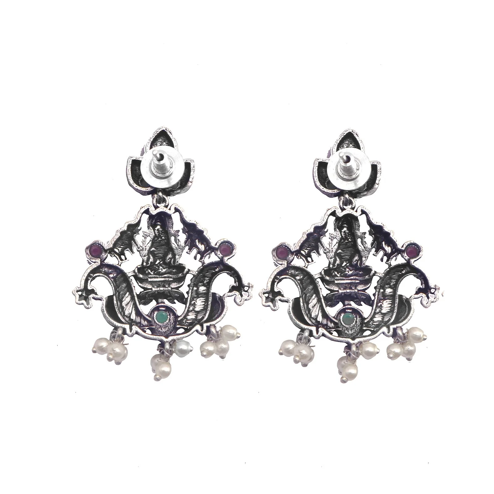 Teejh Ridhi Multi Colored Temple Work Necklace Set - Image 9