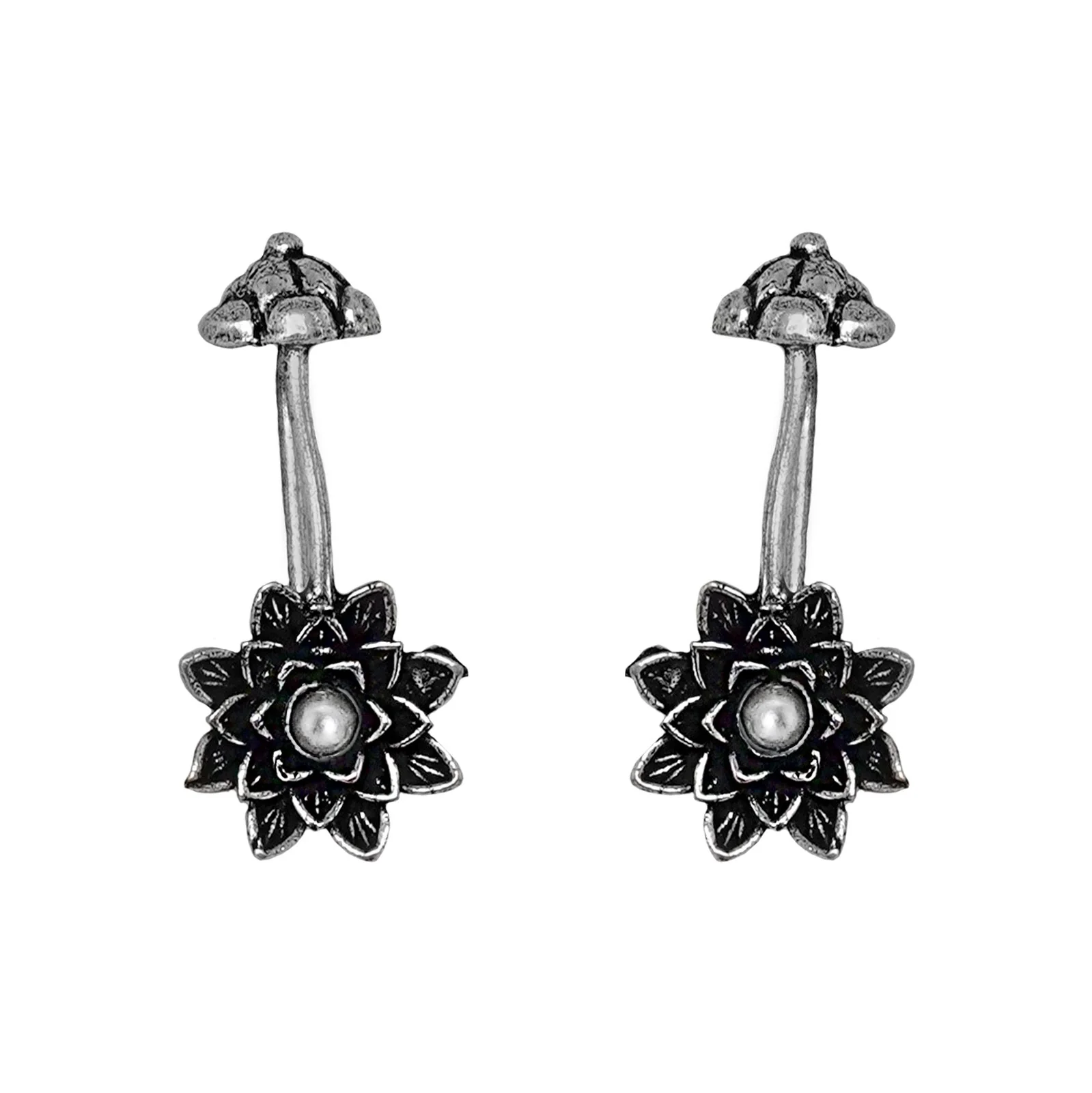 Teejh Ridhima White Stone Silver Oxidsed Clip On Bugadi - Image 3