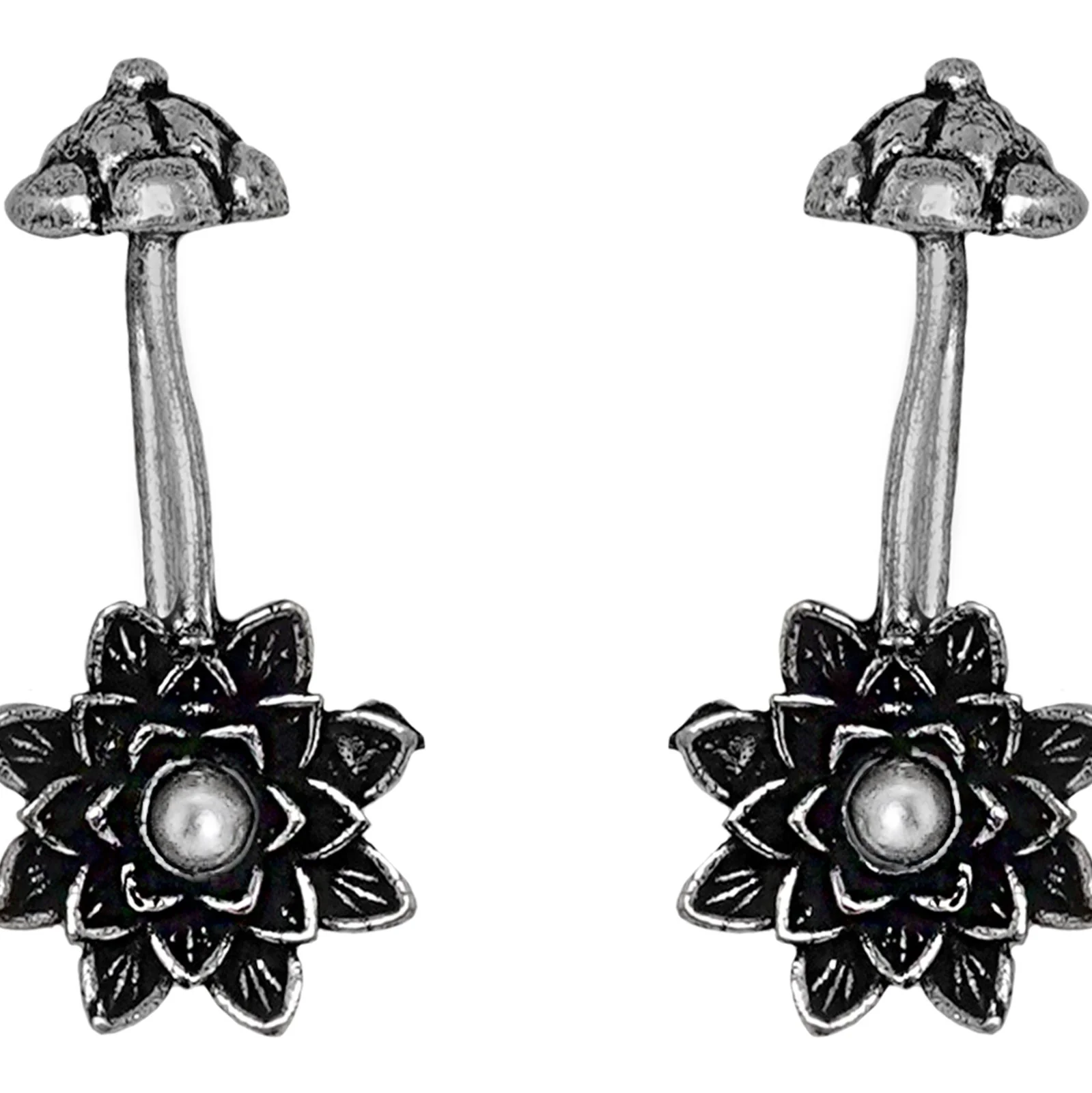 Teejh Ridhima White Stone Silver Oxidsed Clip On Bugadi - Image 4