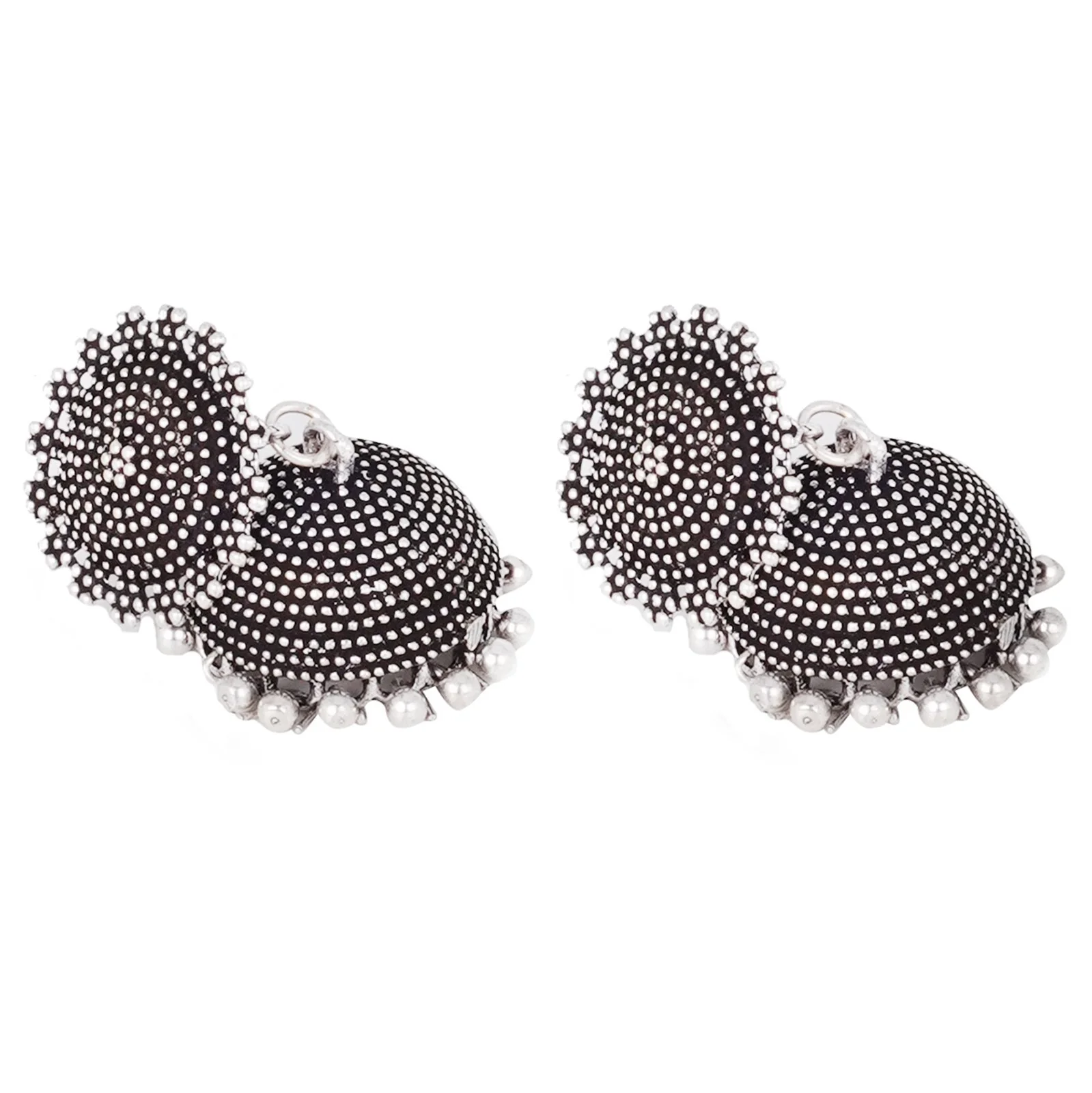 Teejh Rigvedita Floral Ethnic Silver Oxidised Jhumki - Image 4