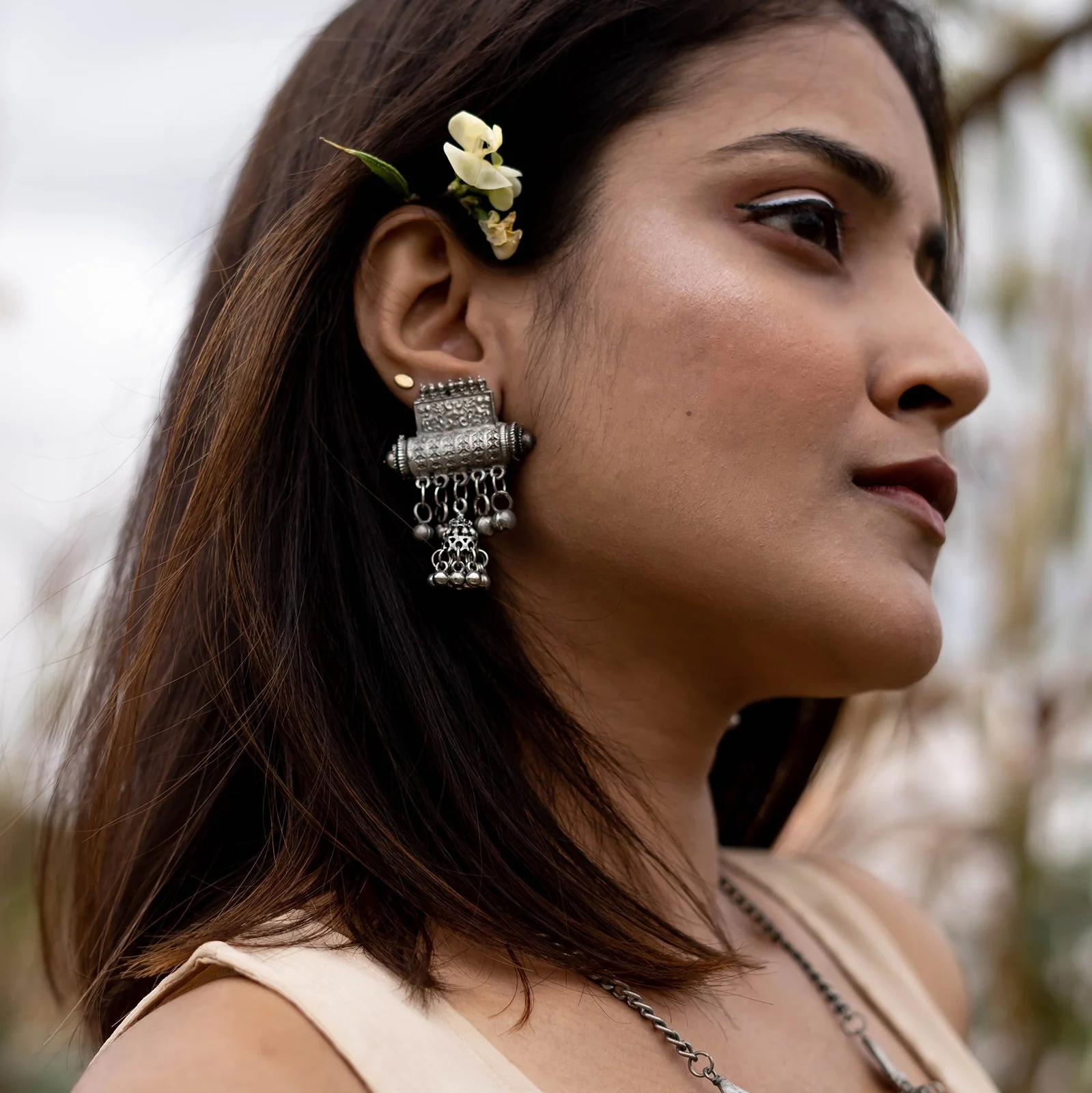 Teejh Rihana Ethnic Silver Oxidised Necklace Set - Image 3