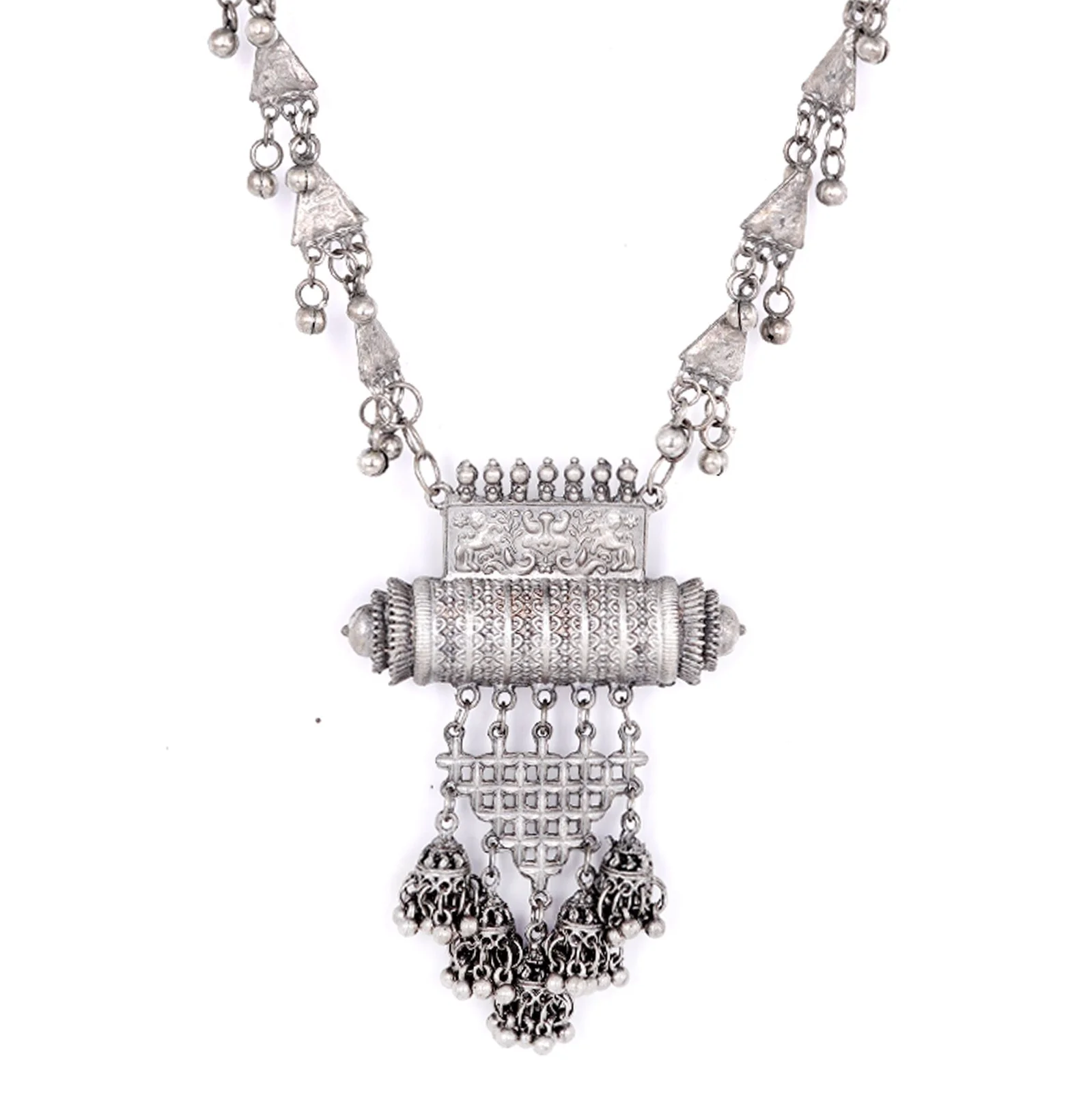 Teejh Rihana Ethnic Silver Oxidised Necklace Set - Image 6