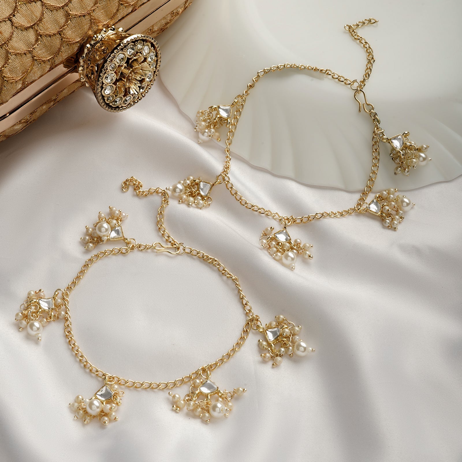 Teejh Rinikaa Pearl and Polki Anklet - Image 2