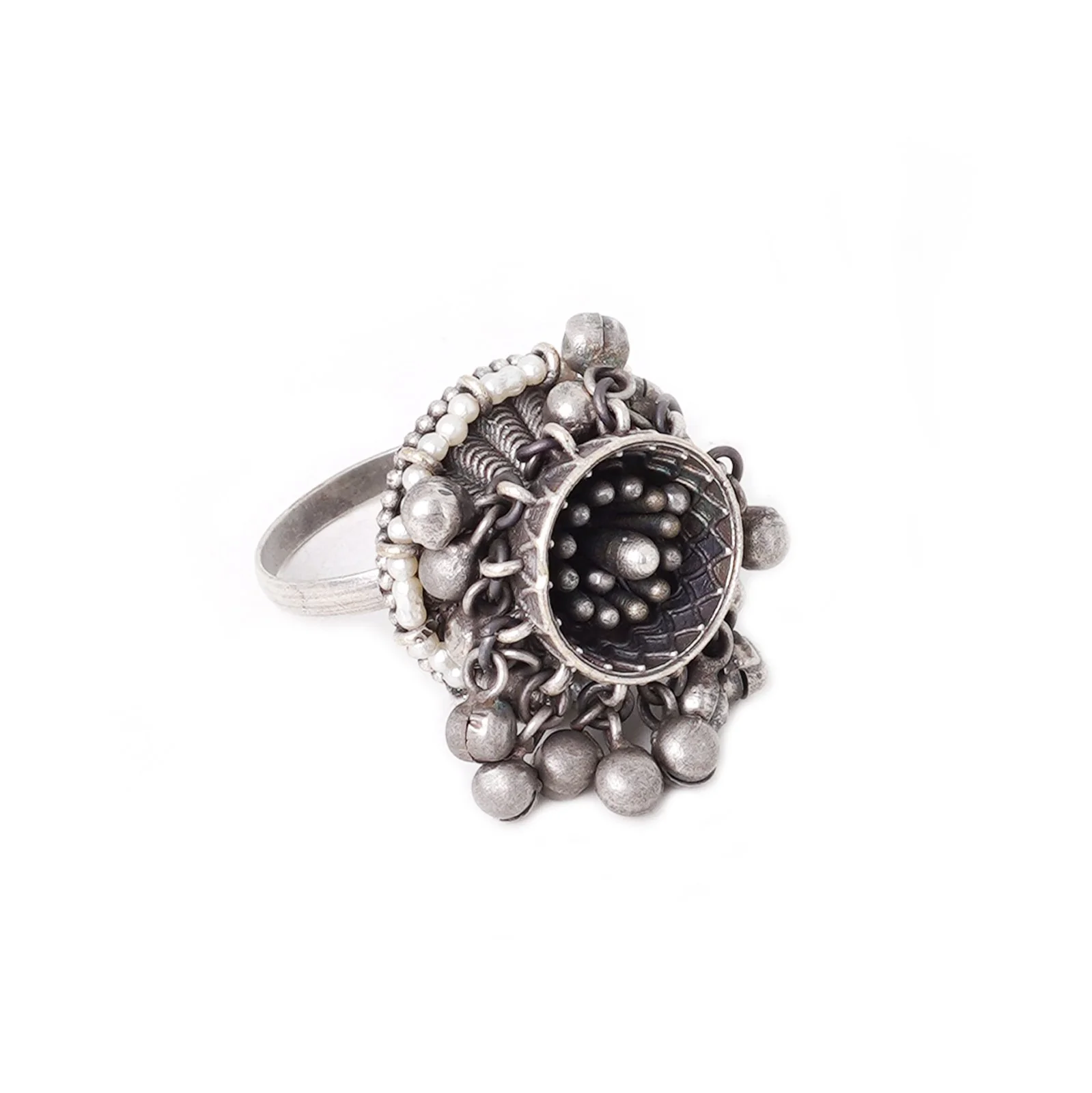 Teejh Riona Ghungroo Antique Silver Teejh Ring - Image 3