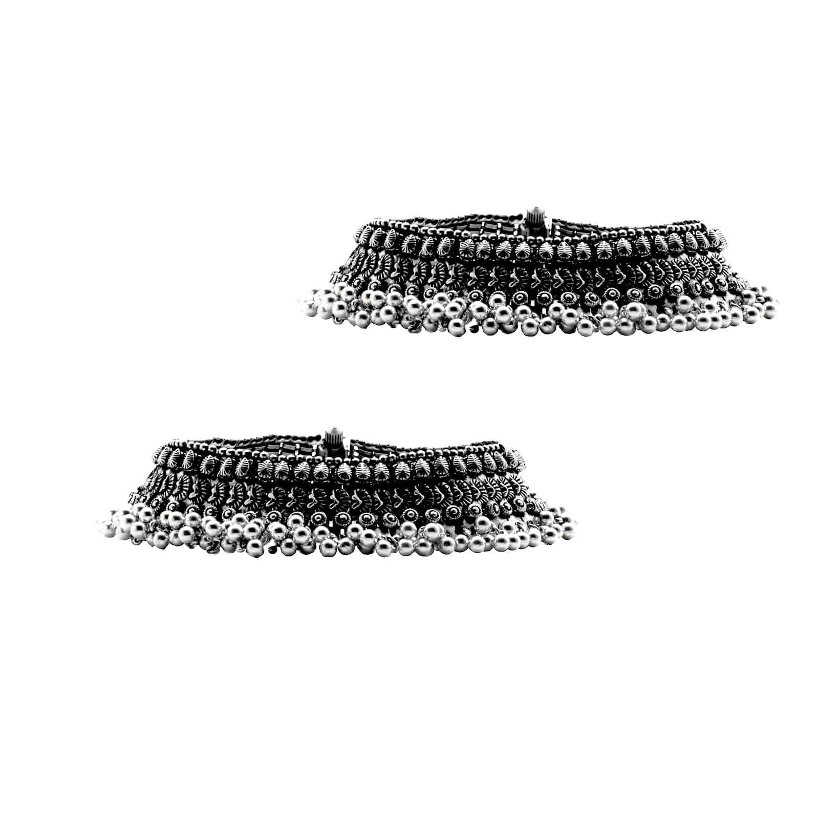 Roma Coin Silver Oxidized Ghungroo Anklets - Image 3