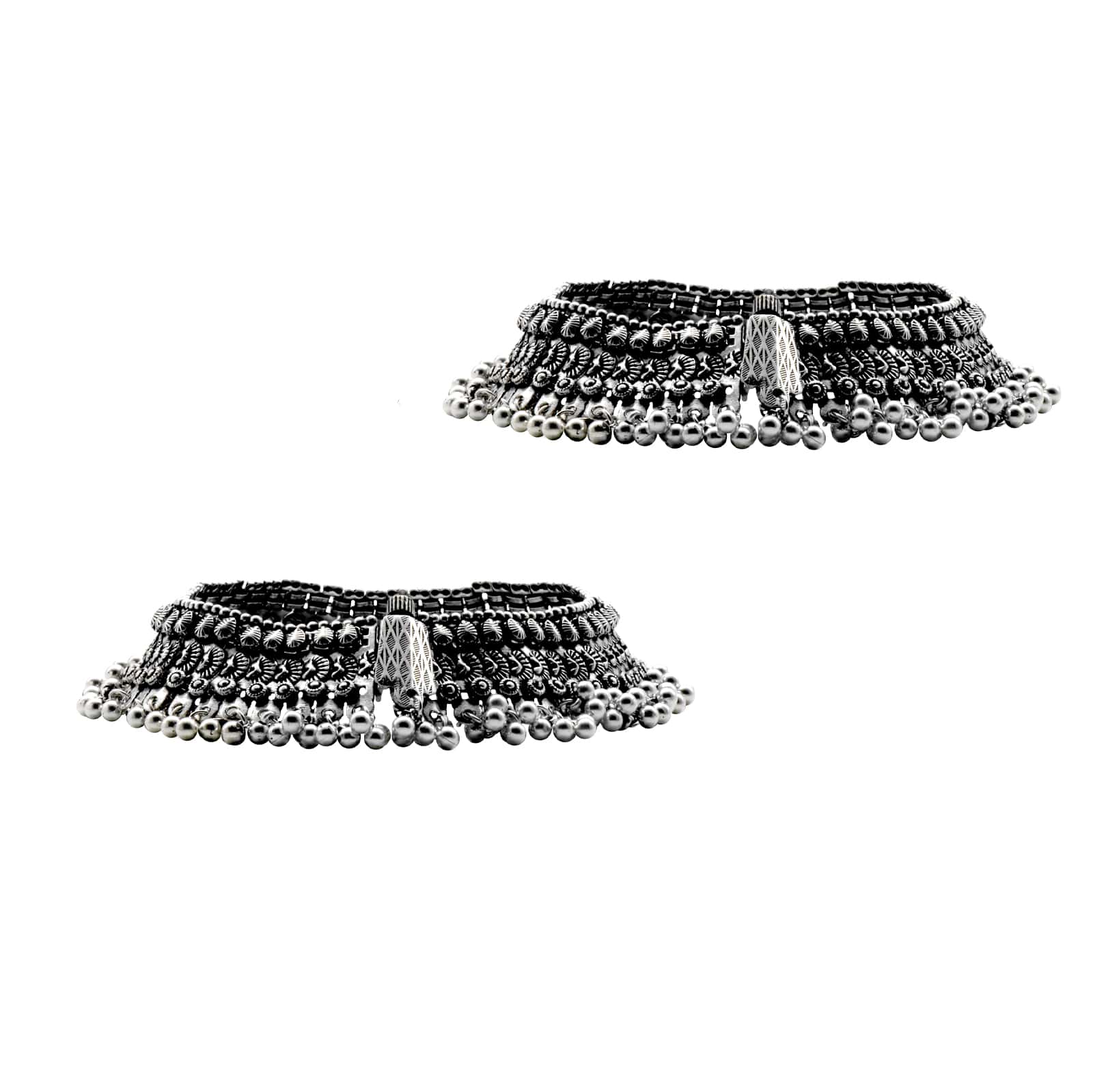 Roma Coin Silver Oxidized Ghungroo Anklets - Image 4