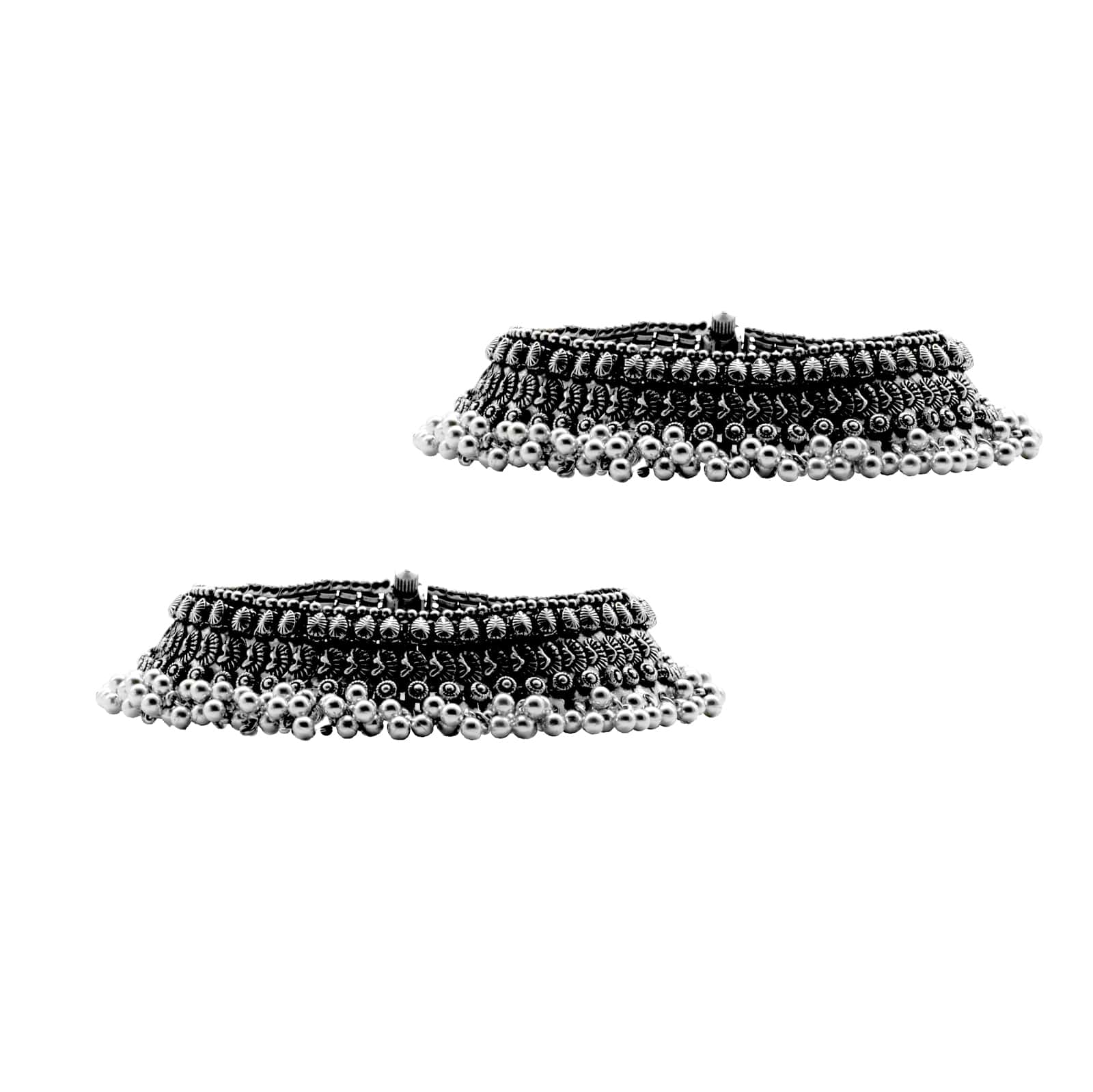 Roma Coin Silver Oxidized Ghungroo Anklets - Image 5