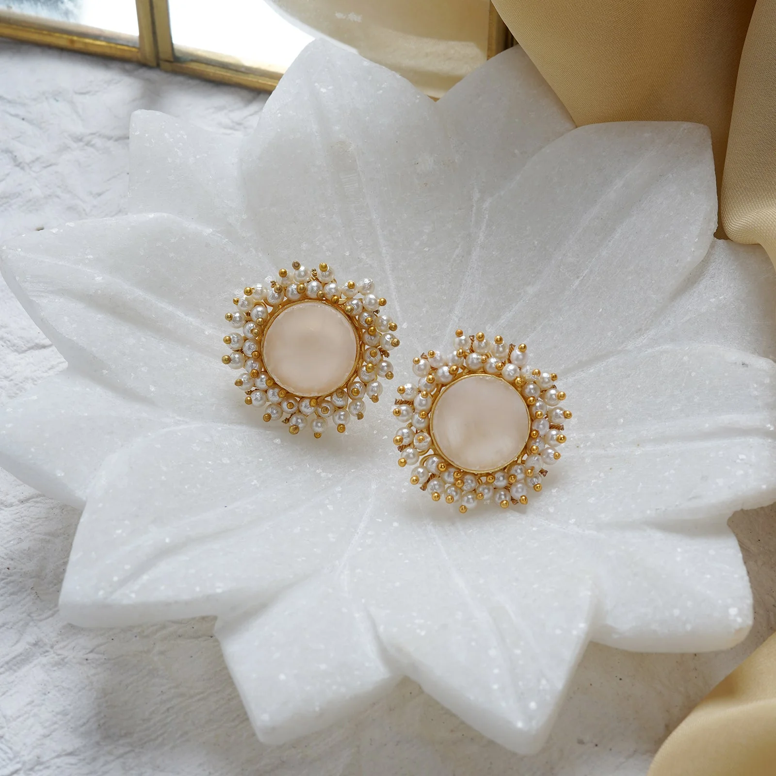 Teejh Roop Light Pink Druzy Stone Earring