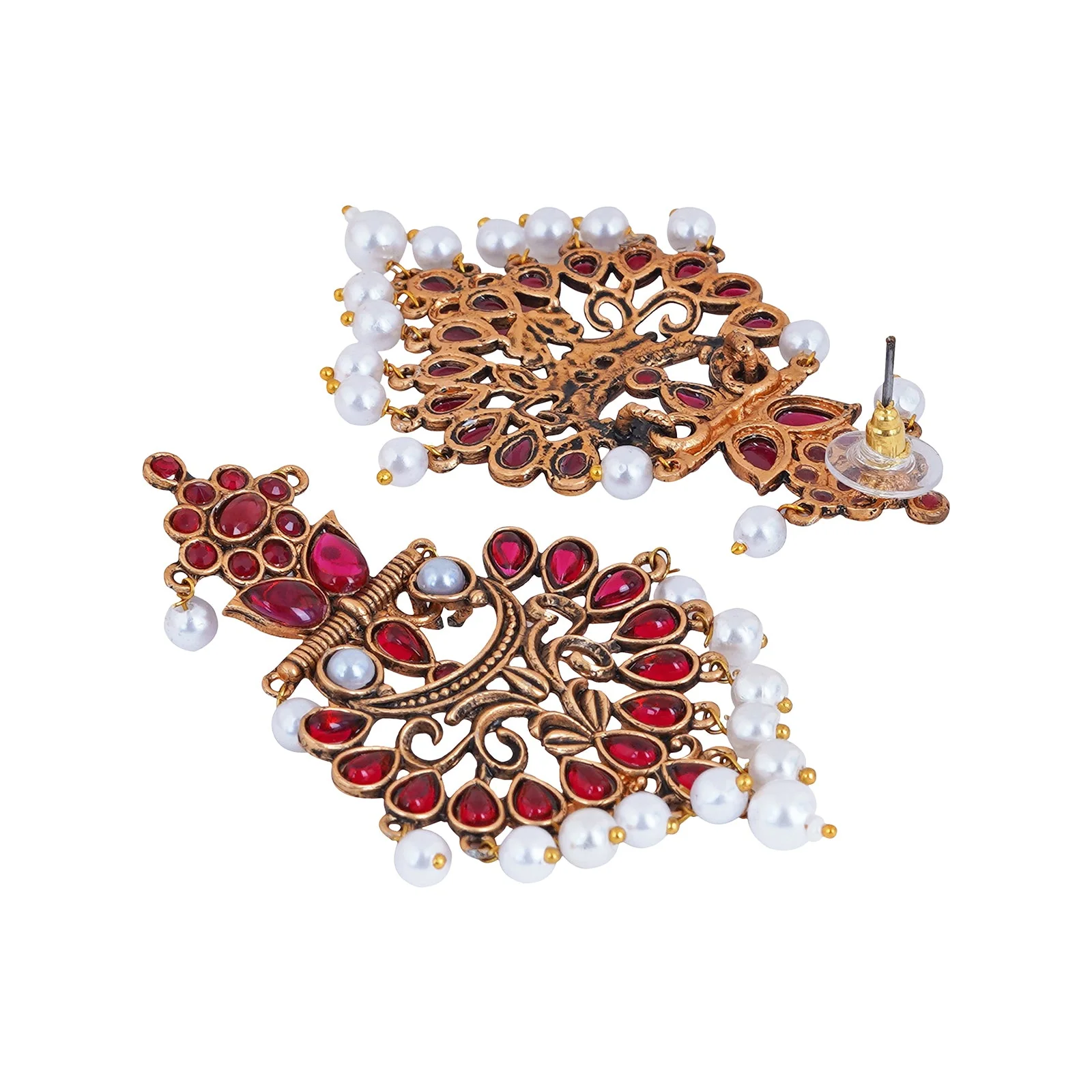 Teejh Rutuja Magenta  Gold Enamel Earrings - Image 4