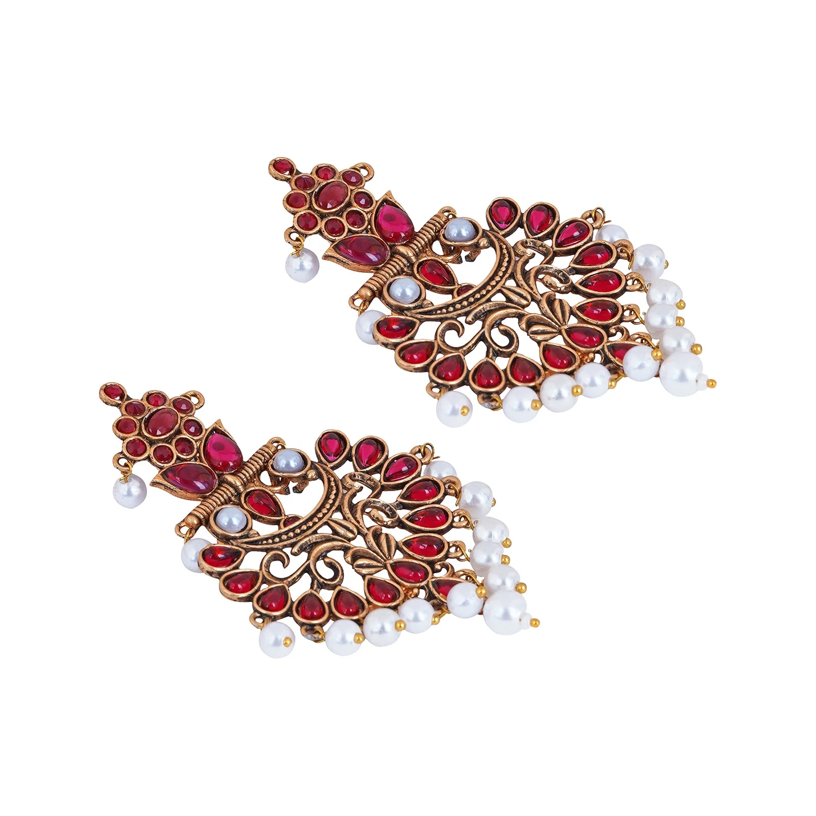 Teejh Rutuja Magenta  Gold Enamel Earrings - Image 5