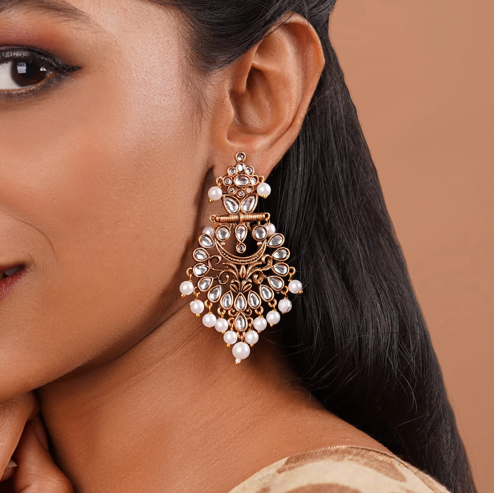 Teejh Rutuja White Gold Enamel Earrings - Image 2