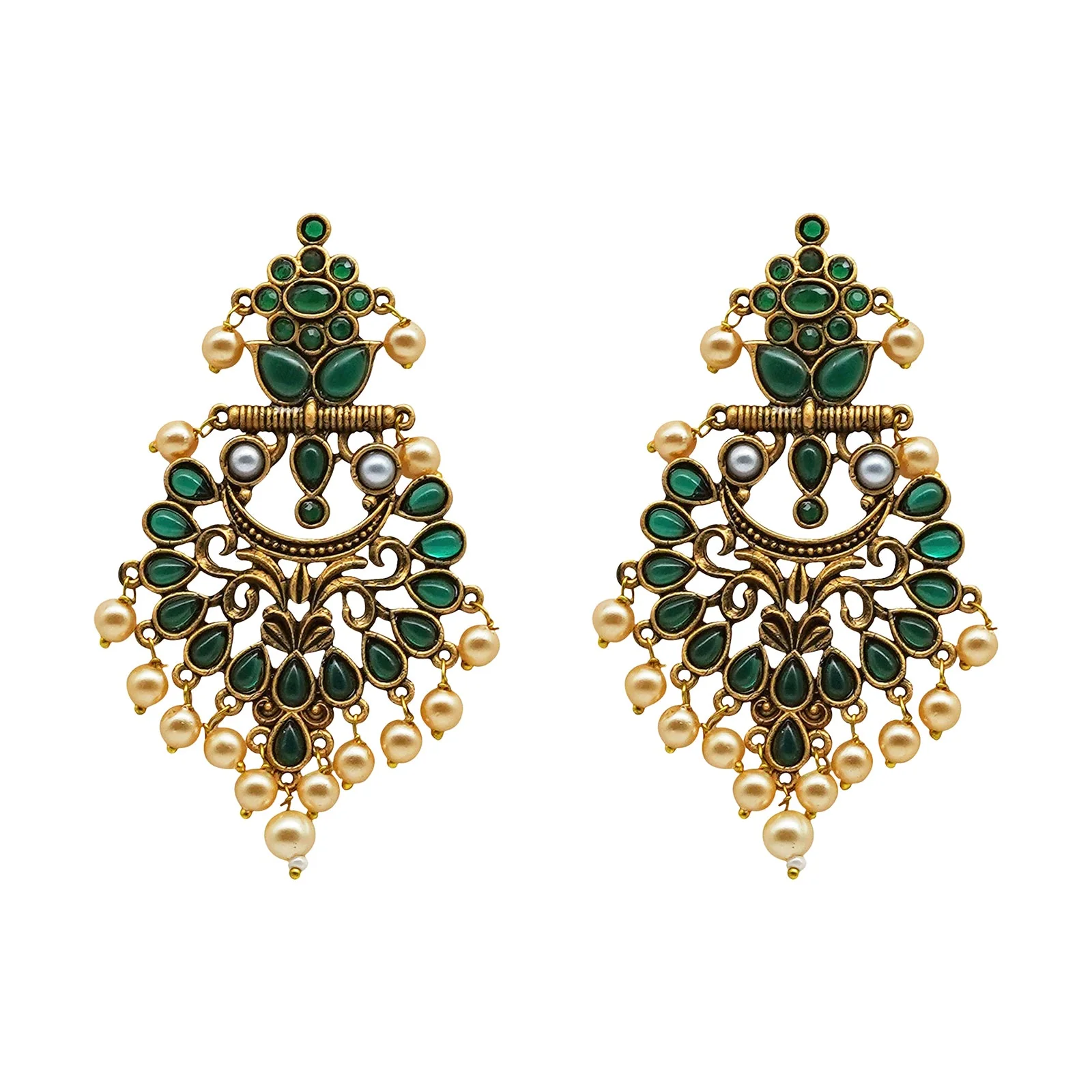 Teejh Saanchi Dark Green Gold Enamel Earrings - Image 3