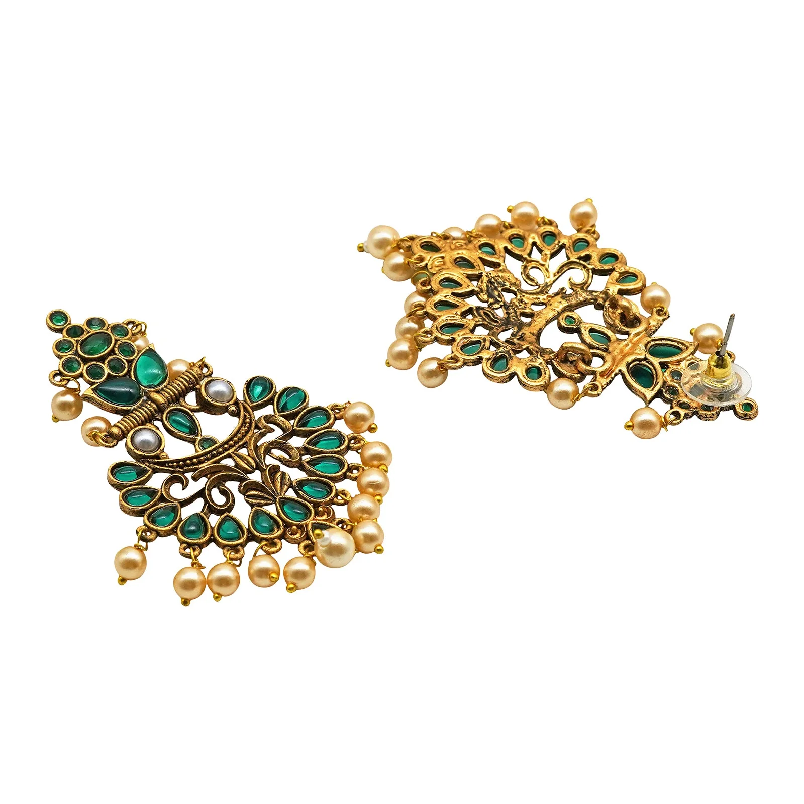 Teejh Saanchi Dark Green Gold Enamel Earrings - Image 4
