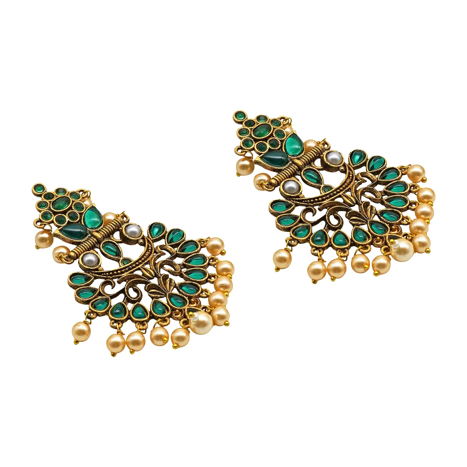 Teejh Saanchi Dark Green Gold Enamel Earrings - Image 5