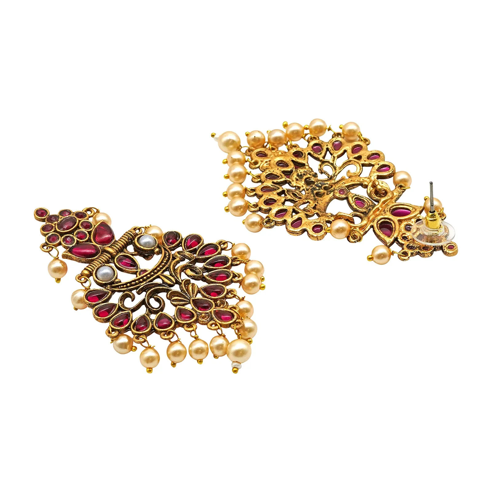 Teejh Saanchi Magenta Gold Enamel Earrings - Image 2