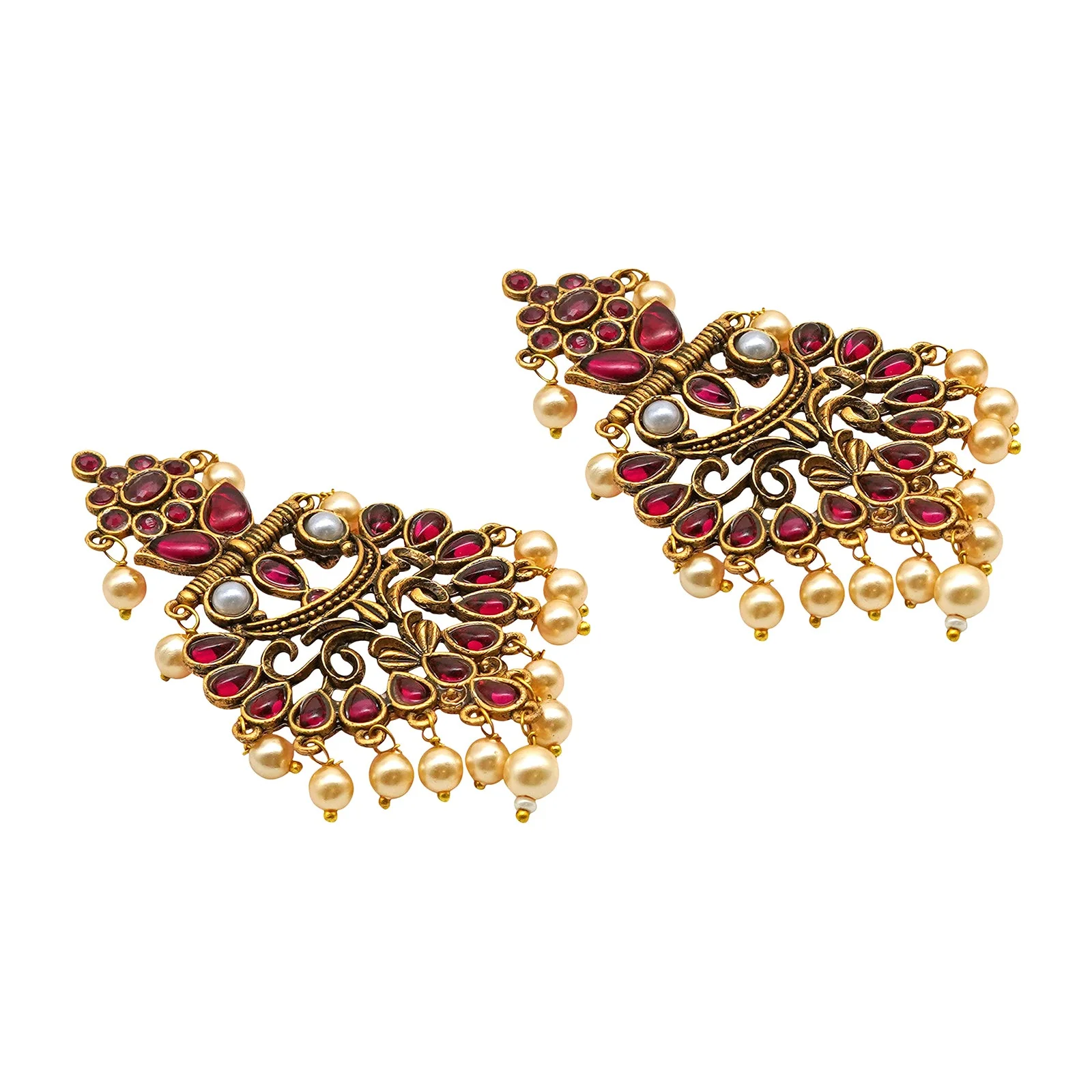 Teejh Saanchi Magenta Gold Enamel Earrings - Image 3