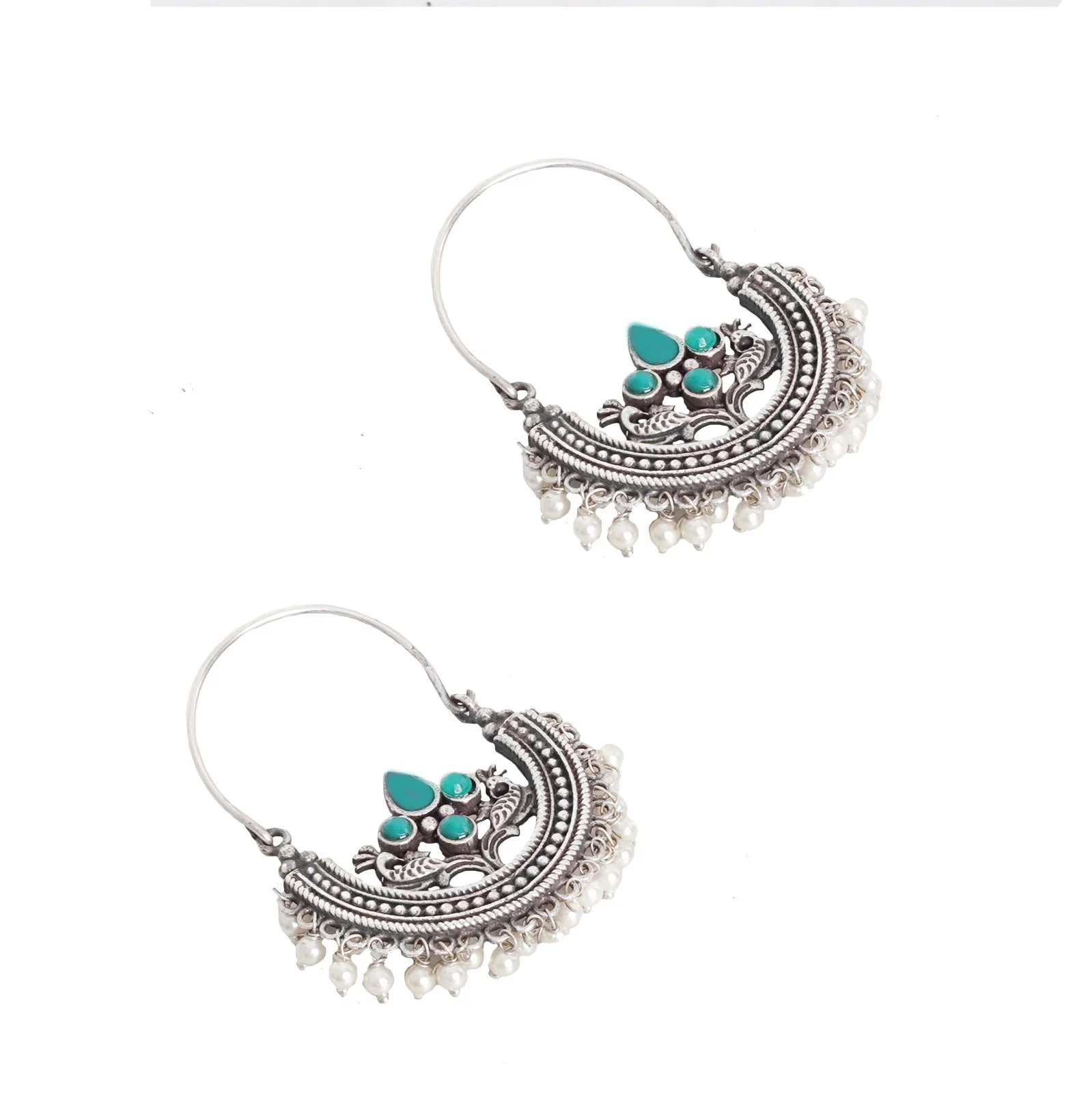 Teejh Saara Floral Green Stone Hoop EarTeejh Rings - Image 5