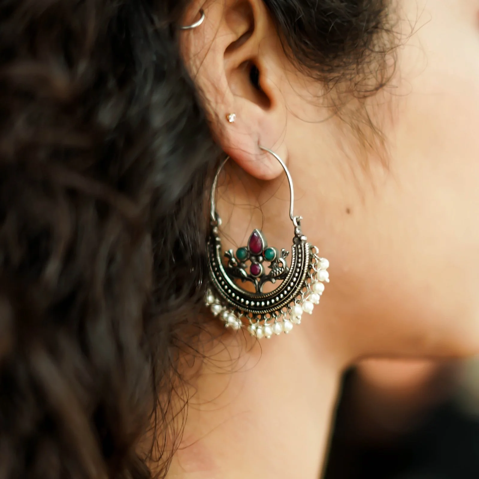 Teejh Saara Floral Multicolored Hoop EarTeejh Rings - Image 2