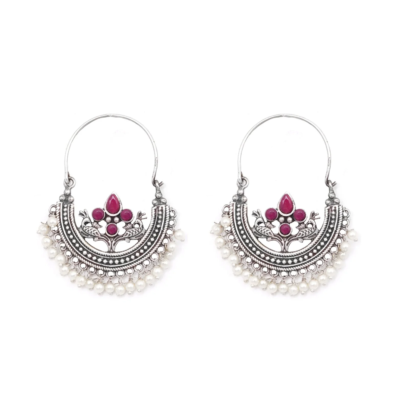 Teejh Saara Floral Red Stone Hoop EarTeejh Rings - Image 4