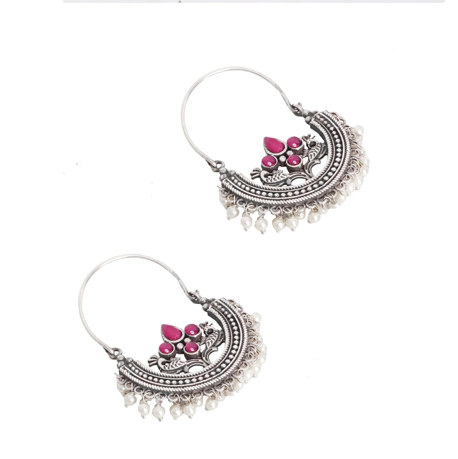 Teejh Saara Floral Red Stone Hoop EarTeejh Rings - Image 5