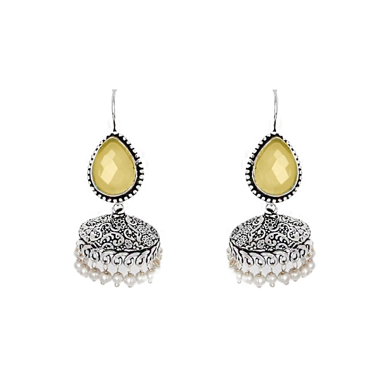 Teejh Sahasra Yellow Stone Silver Oxidised Earrings - Image 3