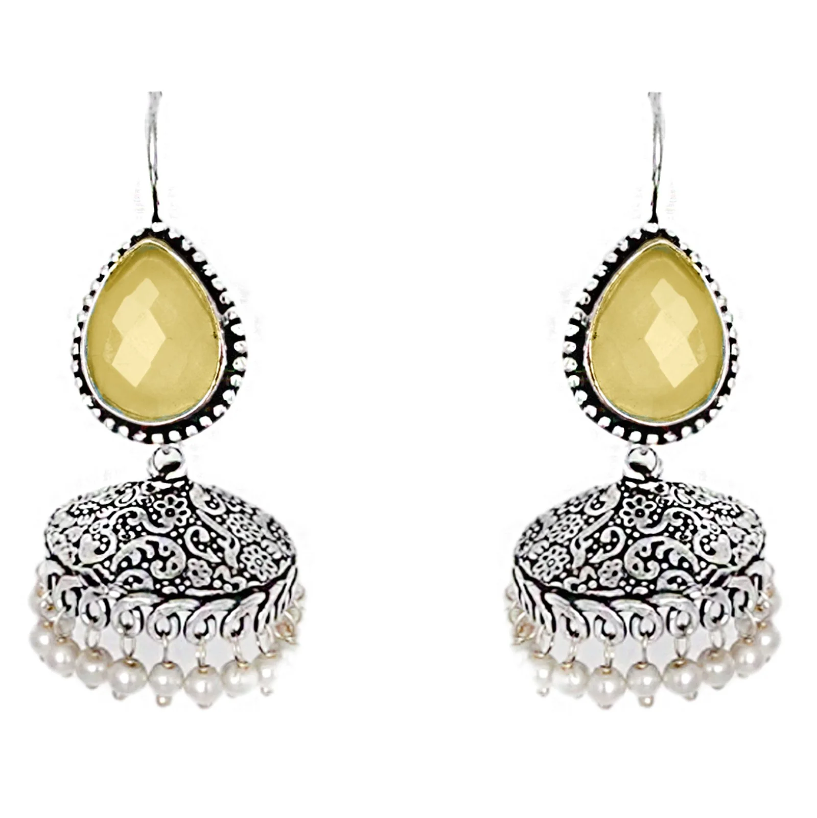 Teejh Sahasra Yellow Stone Silver Oxidised Earrings - Image 4