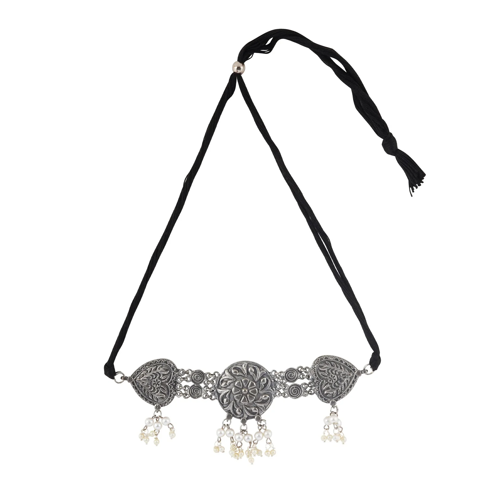 Teejh Saiya Silver Oxidised Necklace Set - Image 3