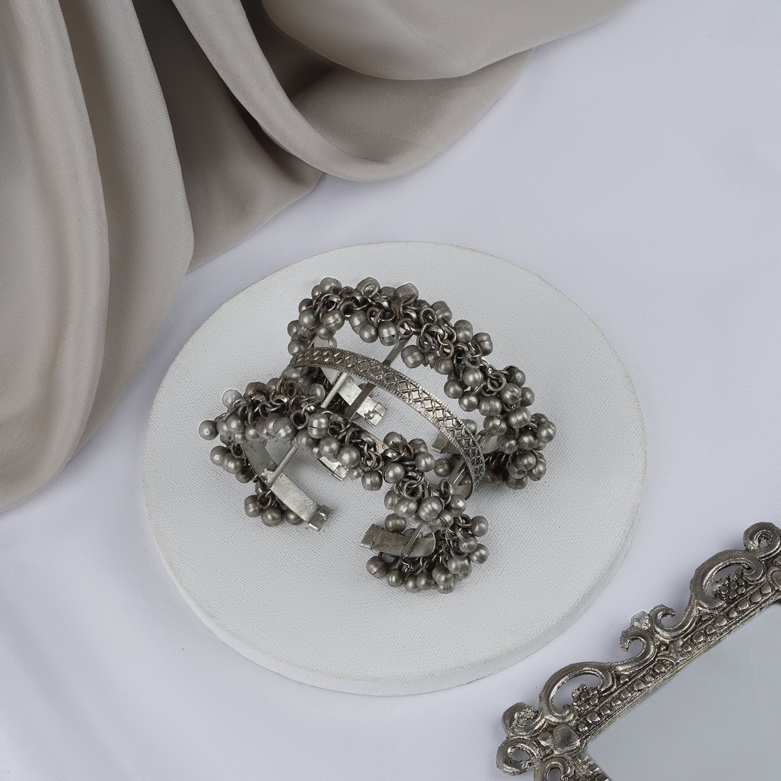 Teejh Sajal Silver Oxidised Ghungroo Bracelet - Image 3