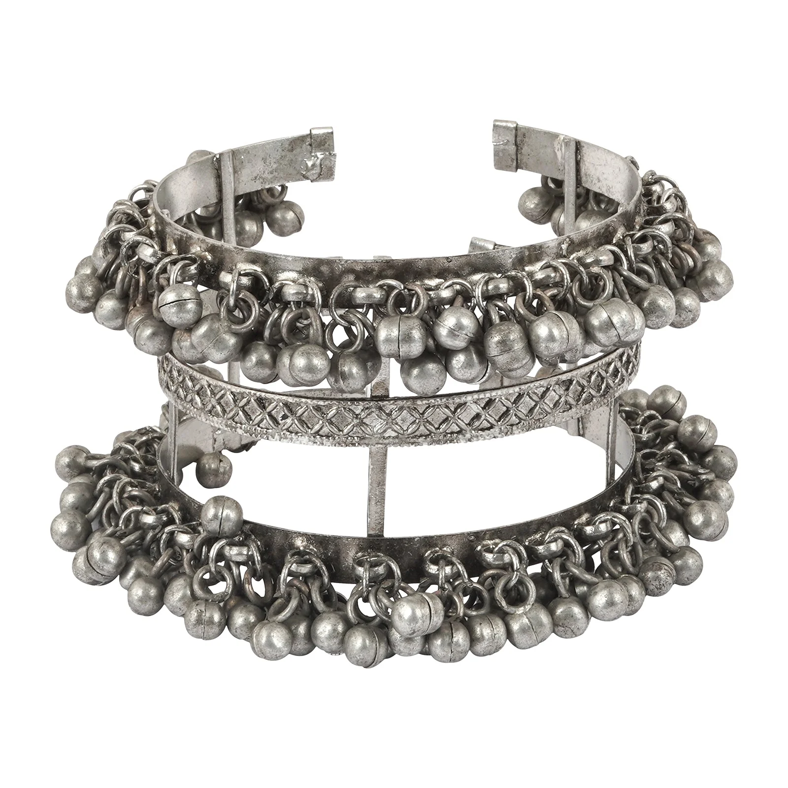 Teejh Sajal Silver Oxidised Ghungroo Bracelet - Image 4