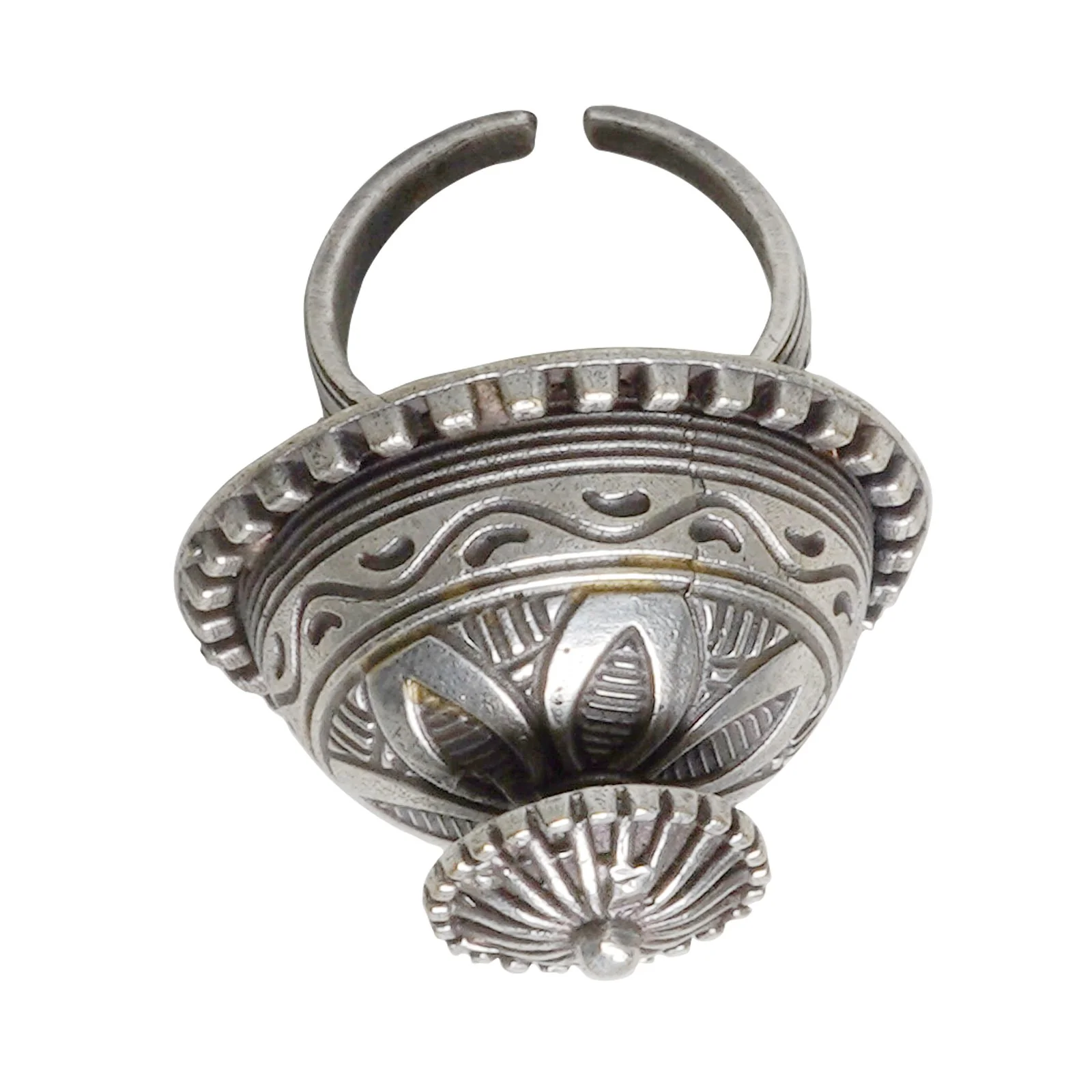 Teejh Sanchi Stupa Silver Oxidised Ring - Image 3