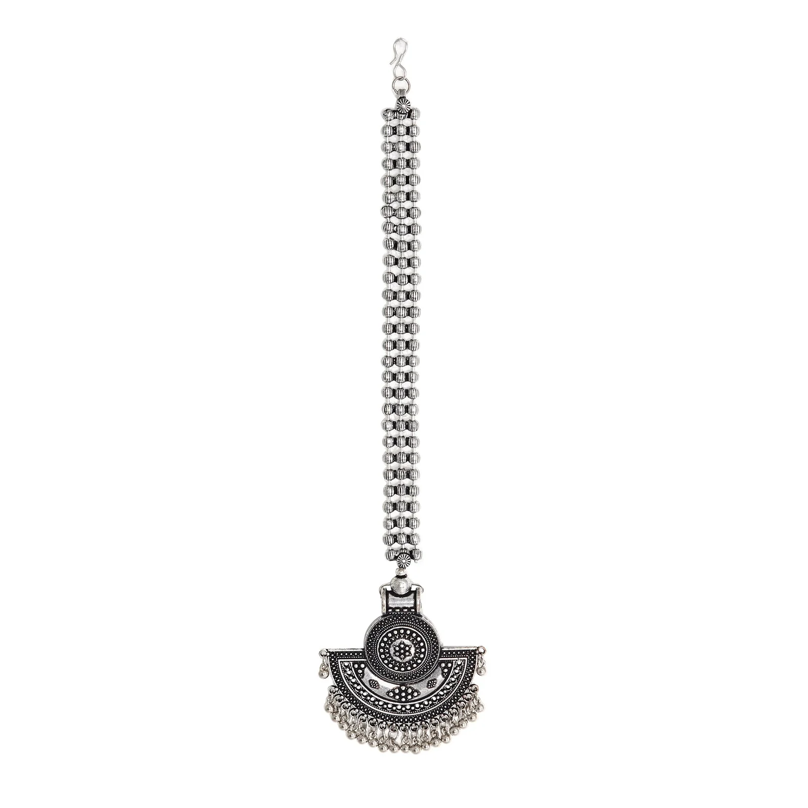 Teejh Saransha Silver Oxidised Maang Tikka - Image 3