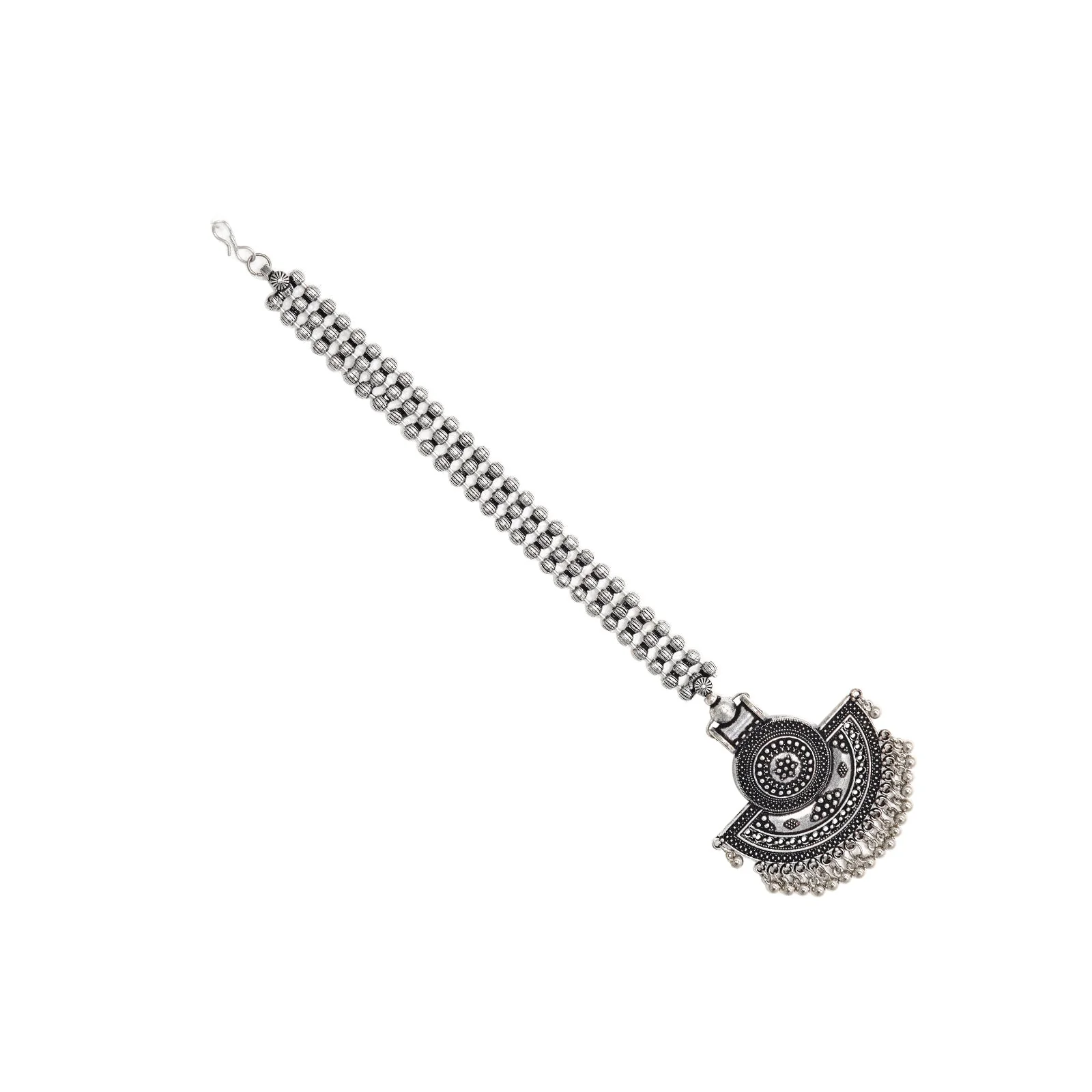 Teejh Saransha Silver Oxidised Maang Tikka - Image 4