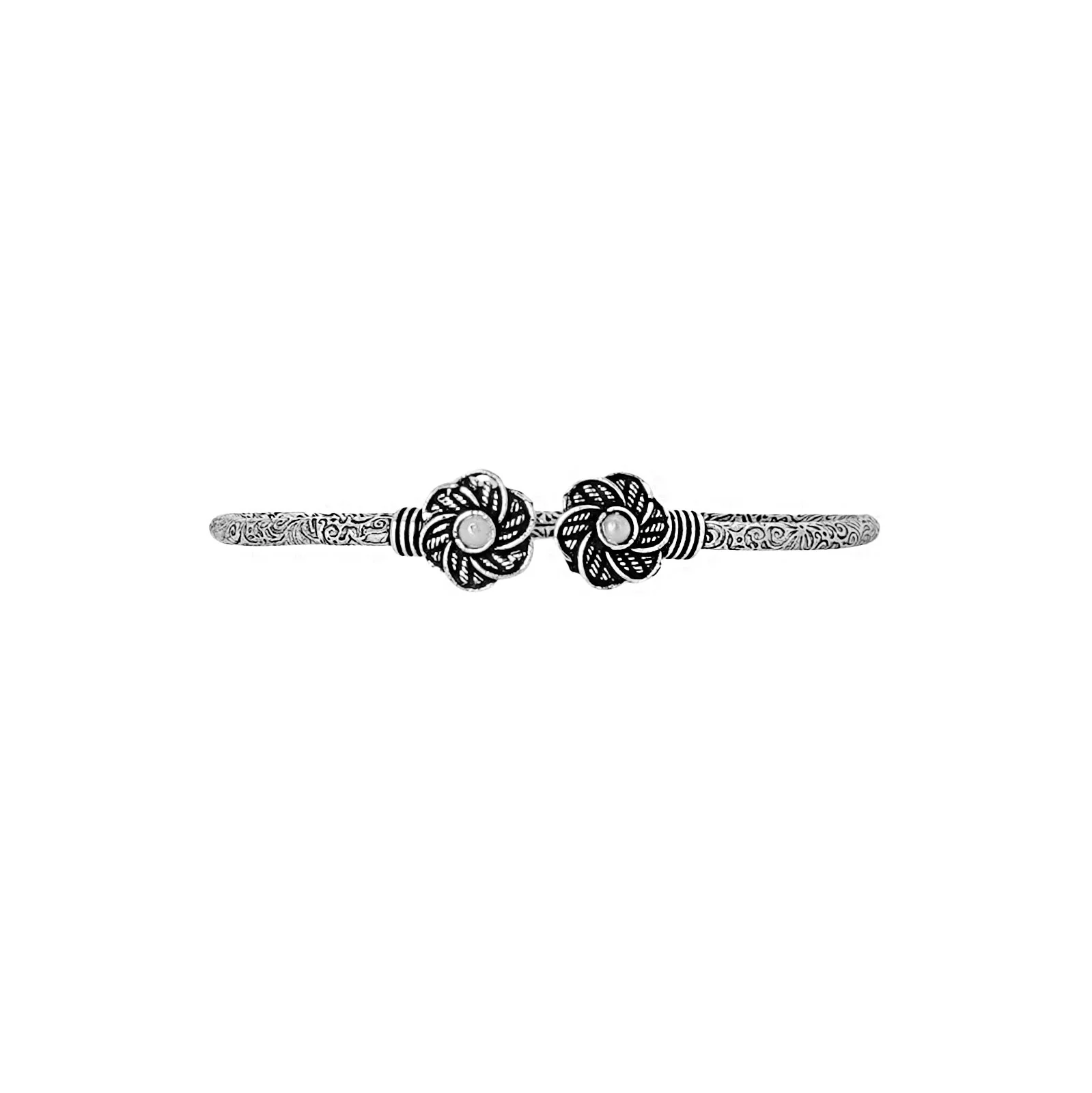 Teejh Sarita Silver Oxidised Floral Bracelet - Image 3